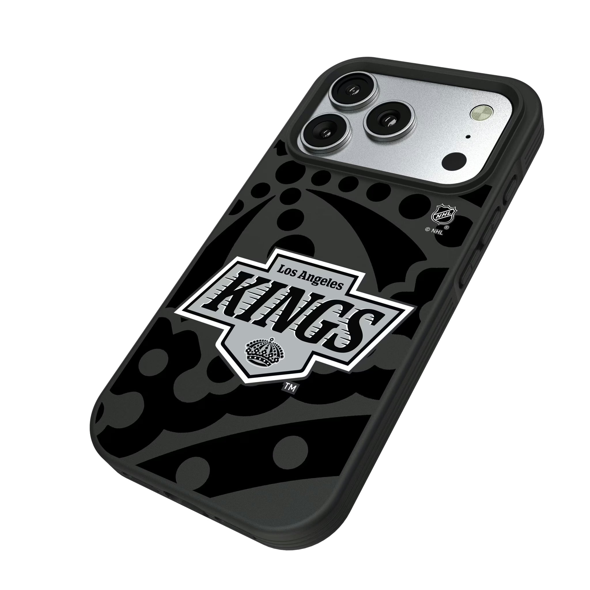 LA Kings Monocolor Tilt iPhone Bump Phone Case for Apple iPhone - Isometric View#Device_iPhone 17 Pro