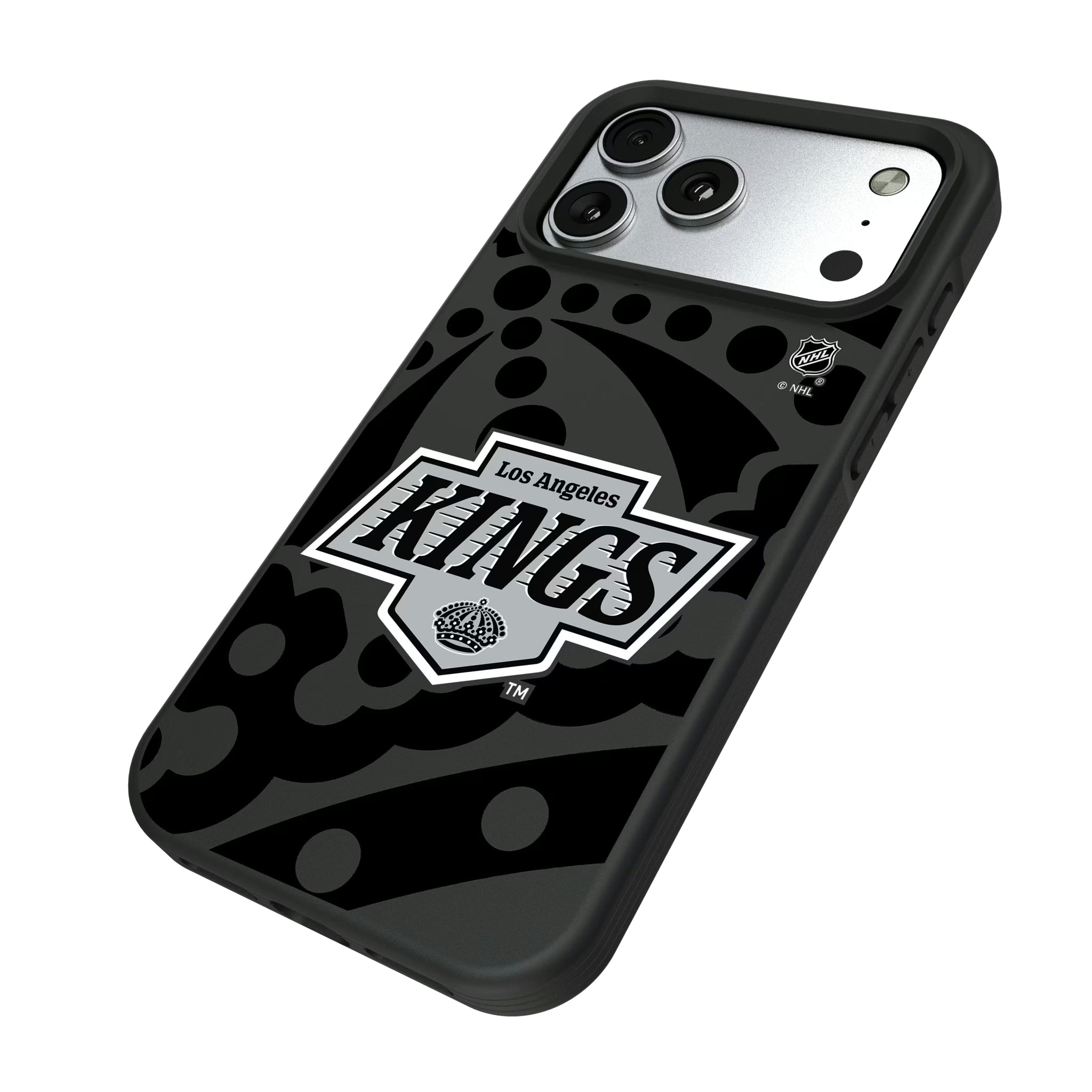 LA Kings Monocolor Tilt iPhone Bump Phone Case for Apple iPhone - Isometric View#Device_iPhone 17 Pro Max