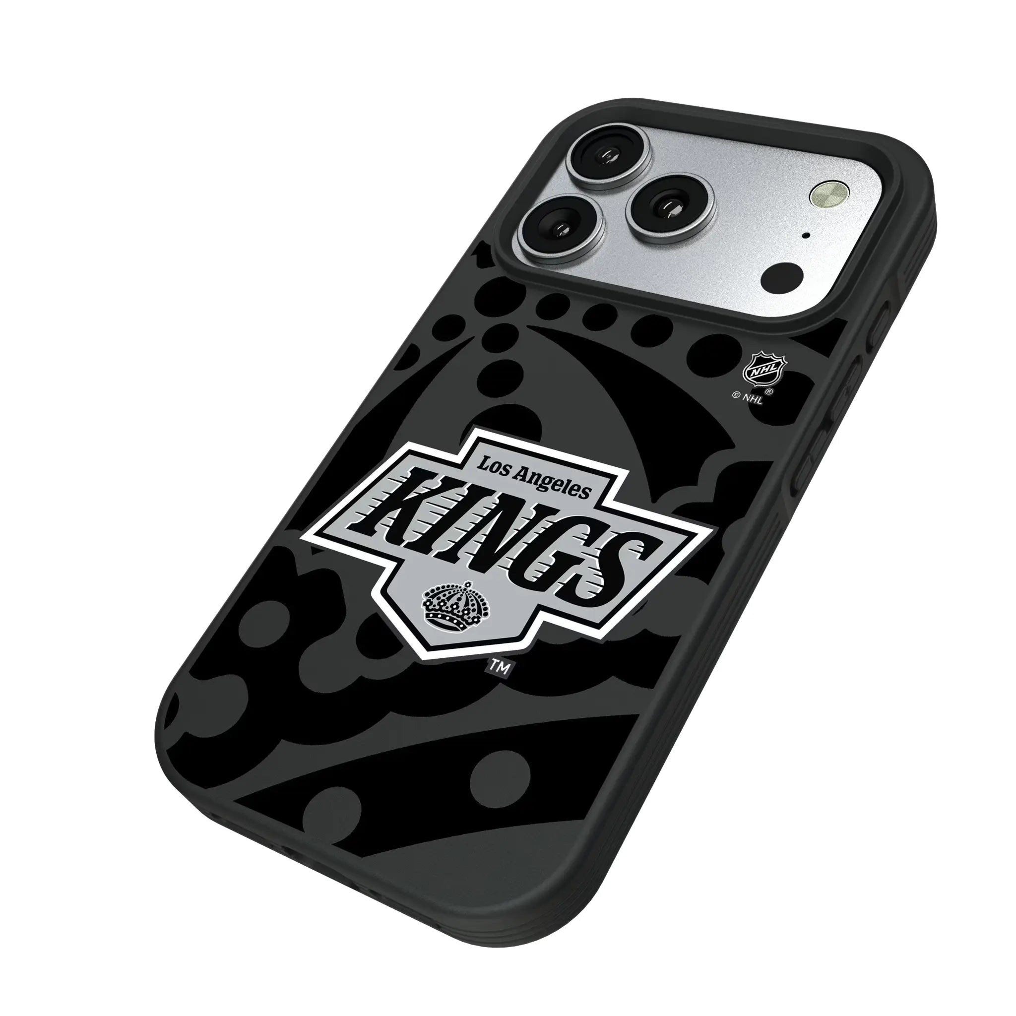 LA Kings Monocolor Tilt iPhone Bump Phone Case for Apple iPhone - Isometric View#Device_iPhone 17 Pro