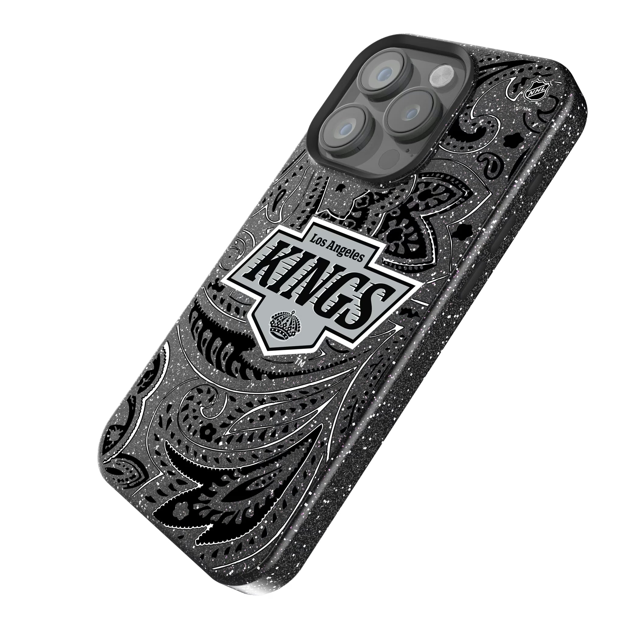 LA Kings Paisley iPhone Bling Phone Case for Apple iPhone - Isometric View
