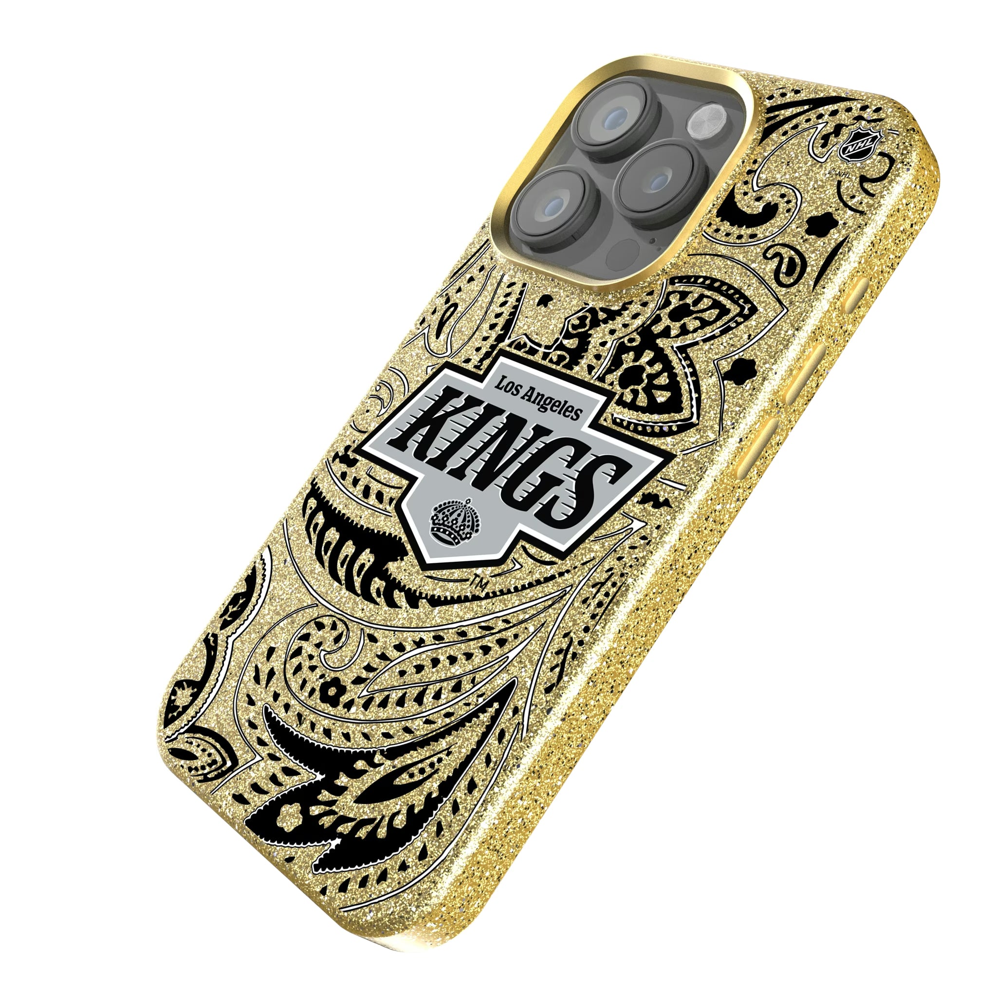 LA Kings Paisley iPhone Bling Phone Case for Apple iPhone - Isometric View