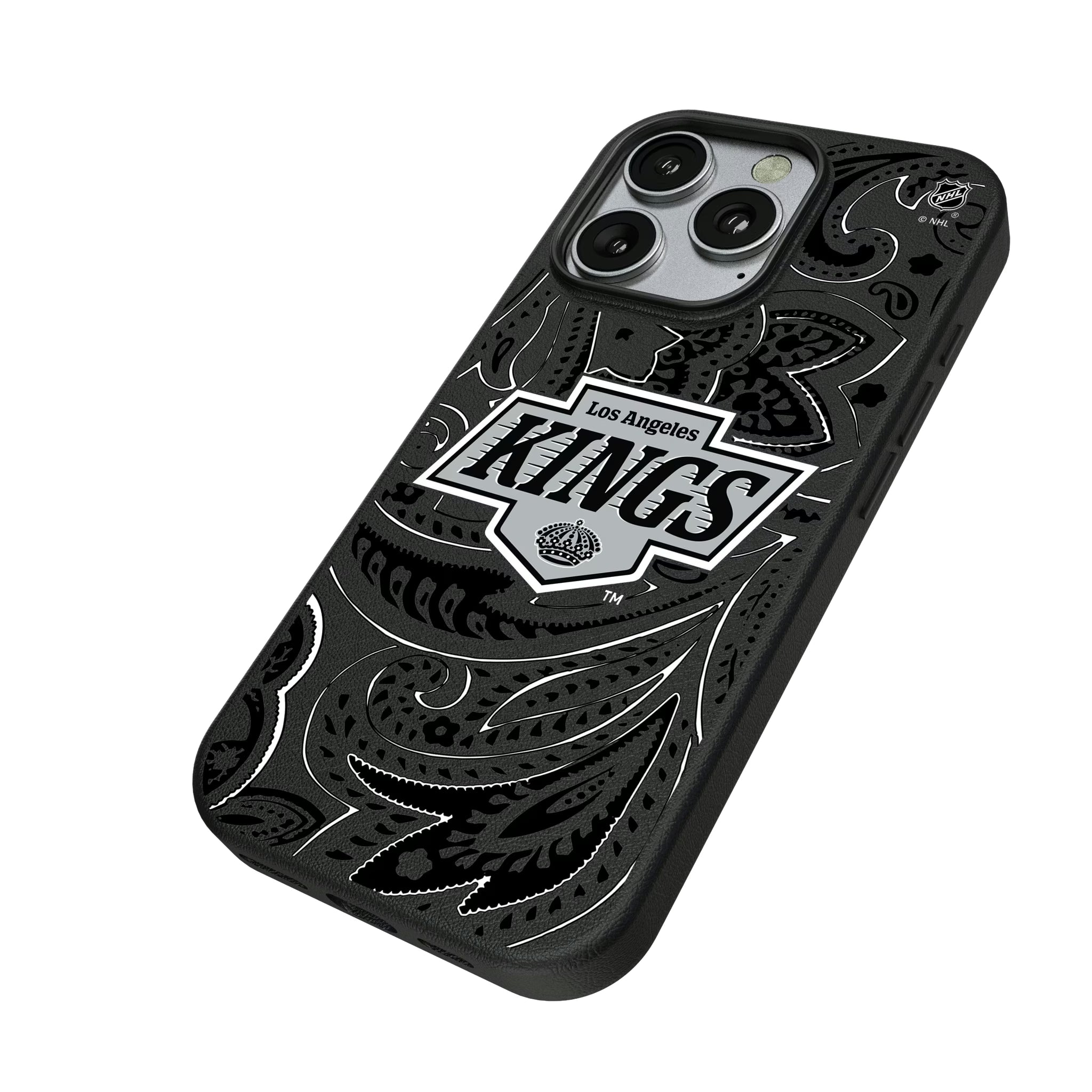LA Kings Paisley iPhone MagSafe Compatible Phone Case for Apple iPhone - Isometric View
