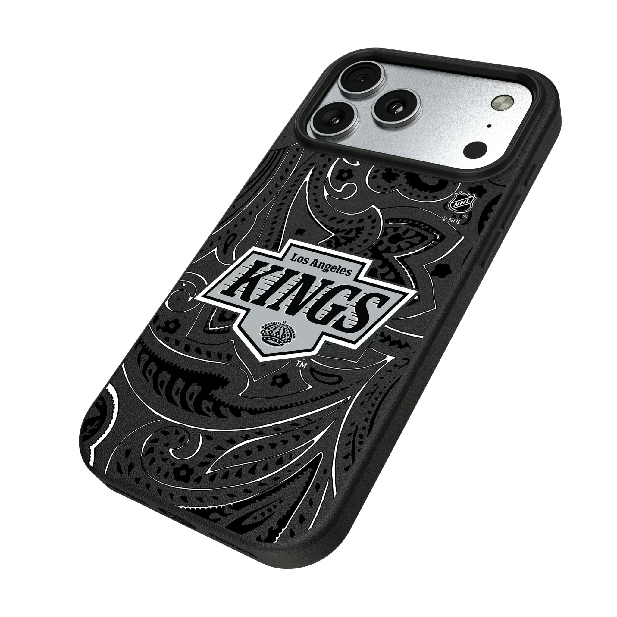 LA Kings Paisley iPhone MagSafe Compatible Phone Case for Apple iPhone - Isometric View#Device_iPhone 17 Pro Max