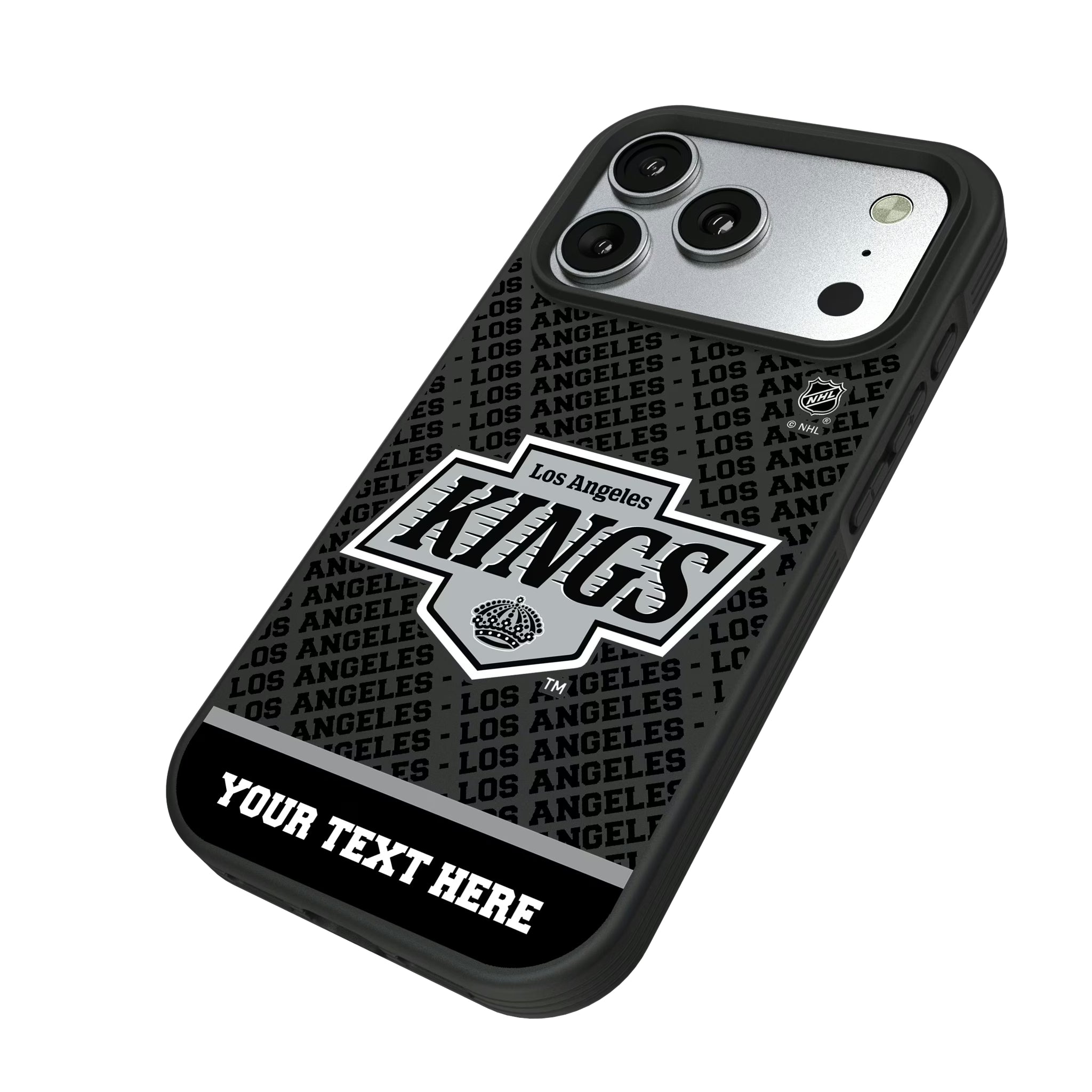 LA Kings Personalized EndZone Plus iPhone Bump Phone Case for Apple iPhone - Isometric View#Device_iPhone 17 Pro