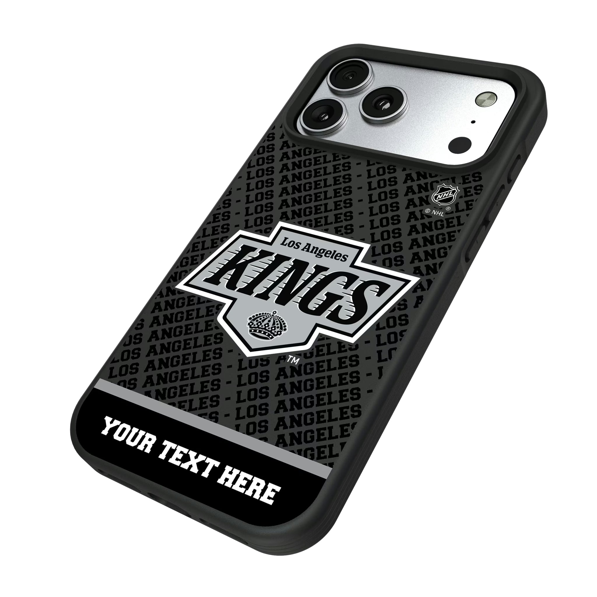 LA Kings Personalized EndZone Plus iPhone Bump Phone Case for Apple iPhone - Isometric View#Device_iPhone 17 Pro Max