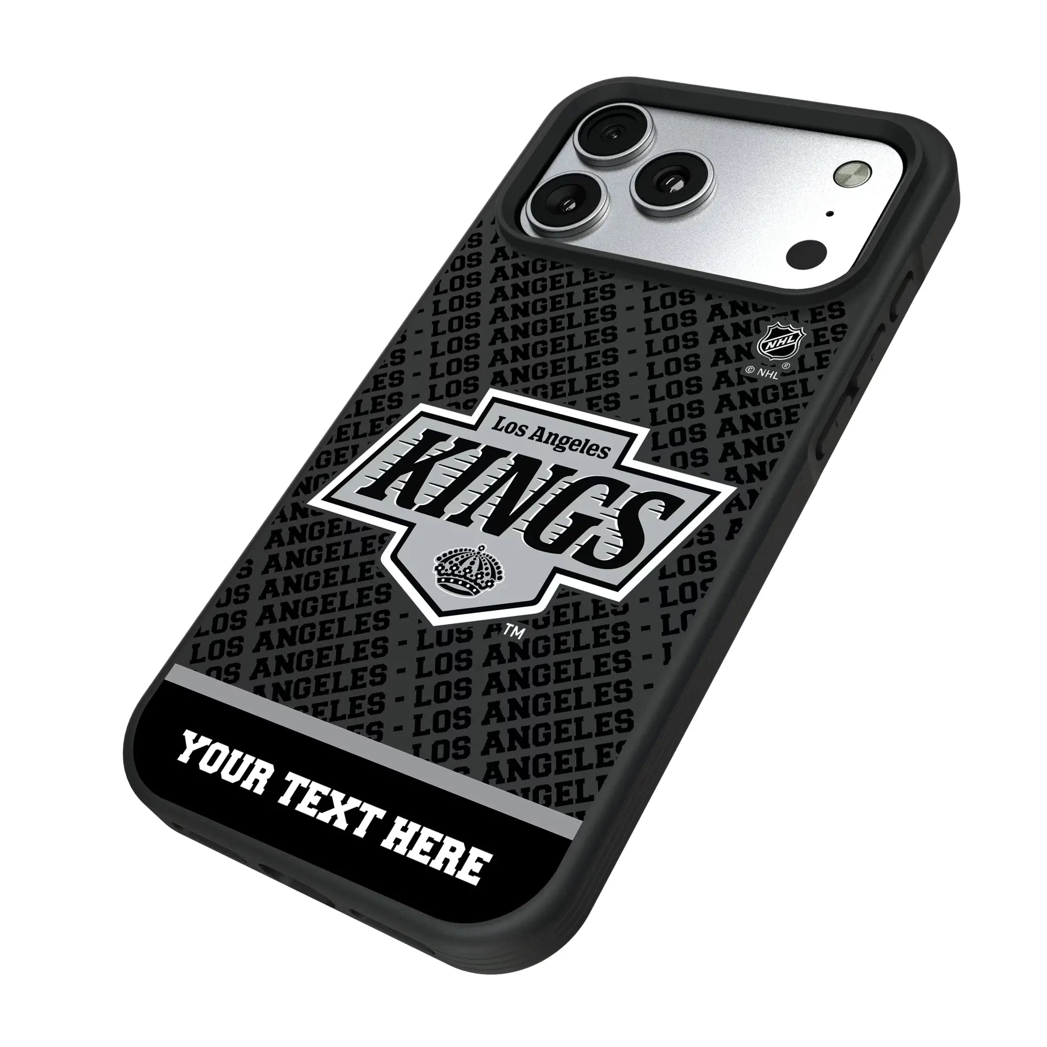 LA Kings Personalized EndZone Plus iPhone Bump Phone Case for Apple iPhone - Isometric View#Device_iPhone 17 Pro Max