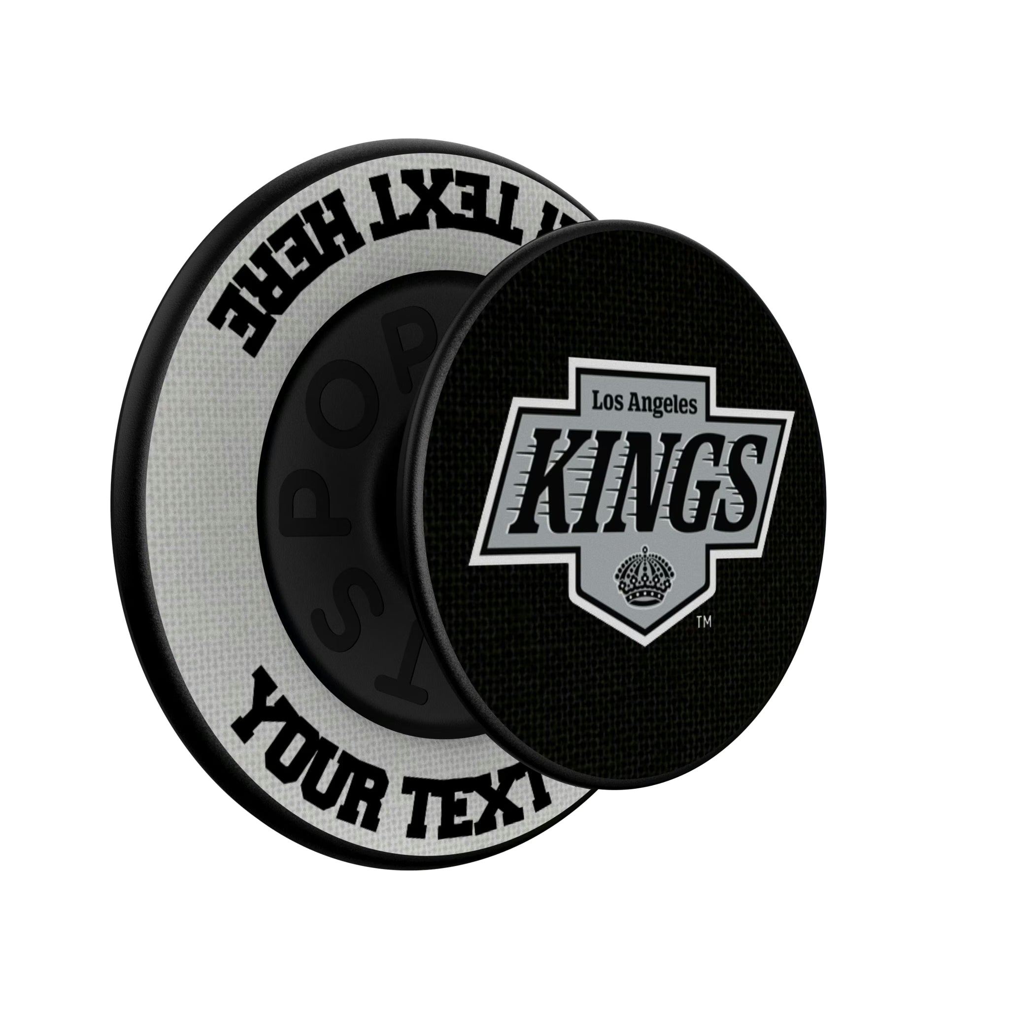 LA Kings Personalized Endzone Solid Popsockets Round Magnetic - Isometric View