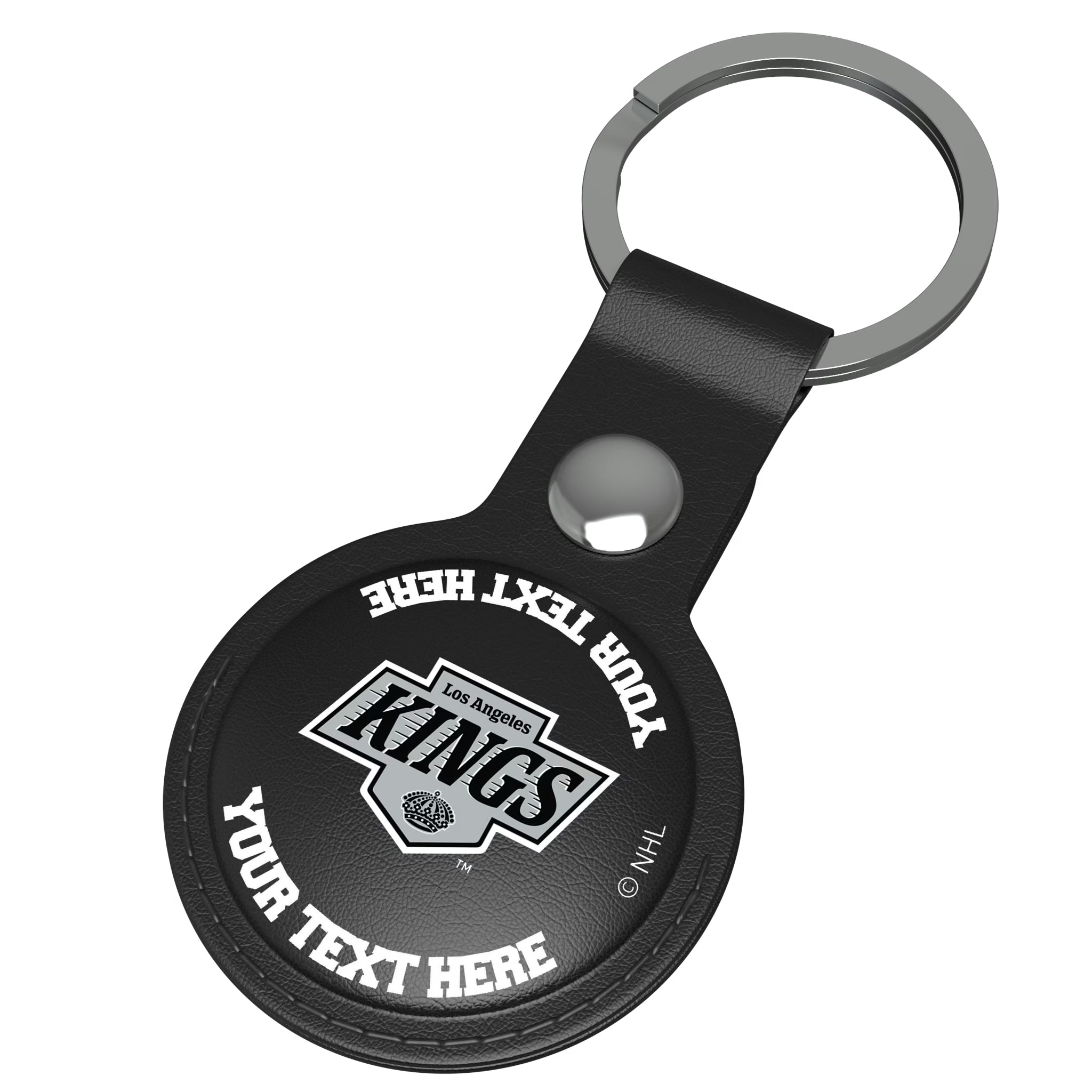 LA Kings Personalized Insignia AirTag Black Airtag Holder - Isometric View