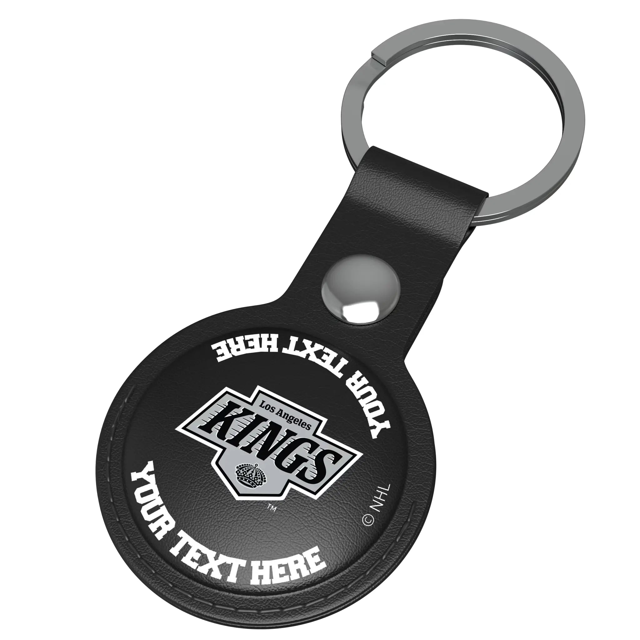 LA Kings Personalized Insignia AirTag Black Airtag Holder - Isometric View
