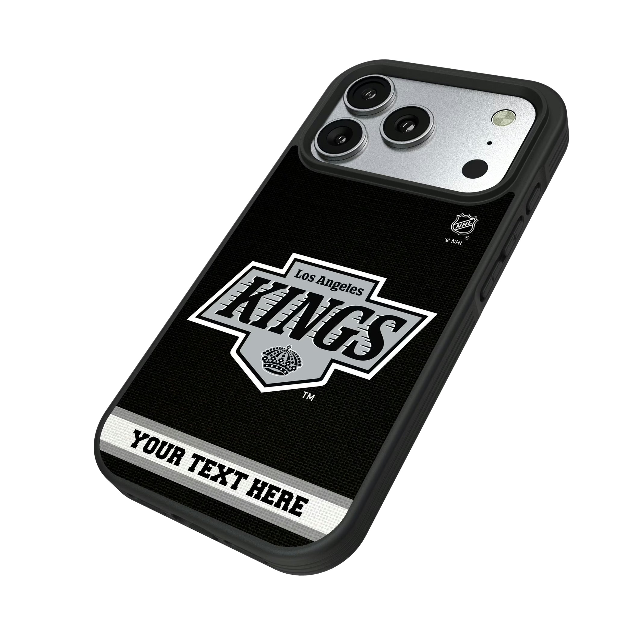 LA Kings Personalized Stripe iPhone Bump Phone Case for Apple iPhone - Isometric View#Device_iPhone 17 Pro