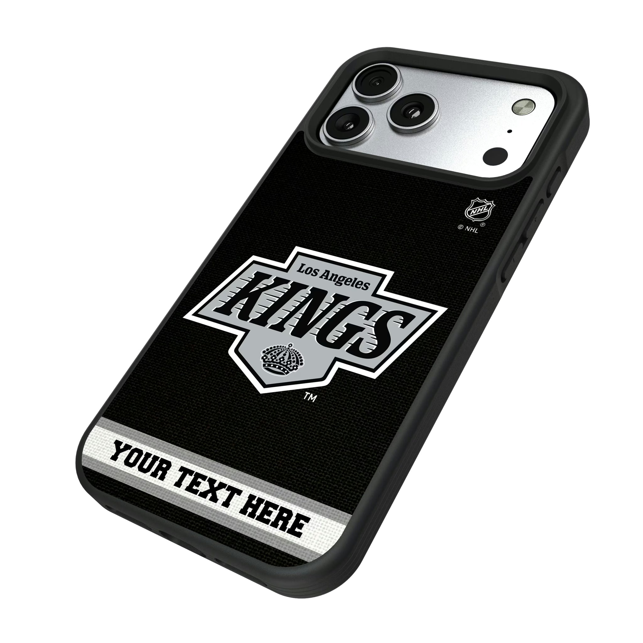 LA Kings Personalized Stripe iPhone Bump Phone Case for Apple iPhone - Isometric View#Device_iPhone 17 Pro Max