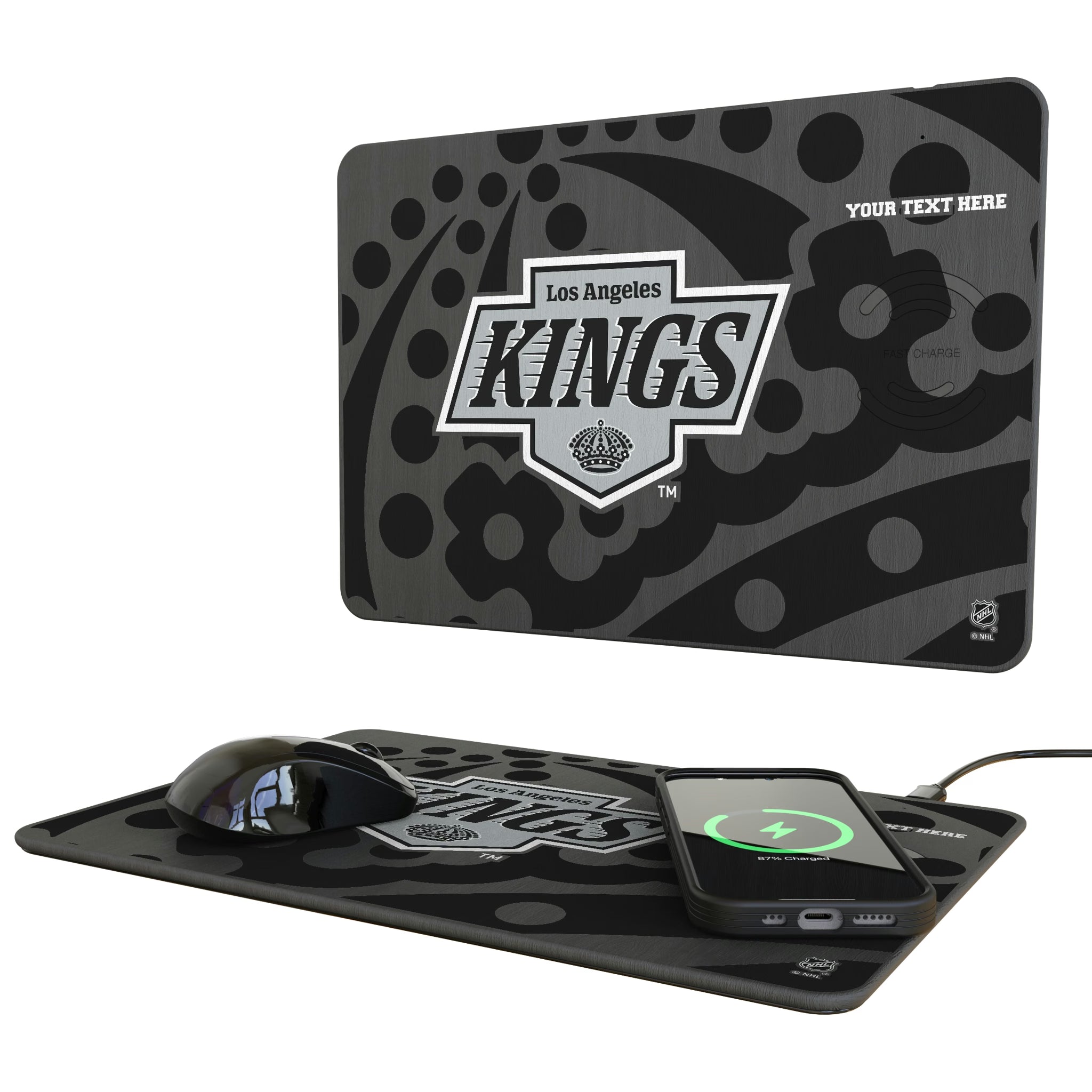 LA Kings Personalized Tilt 15-Watt Wireless Charger and Mouse Pad
