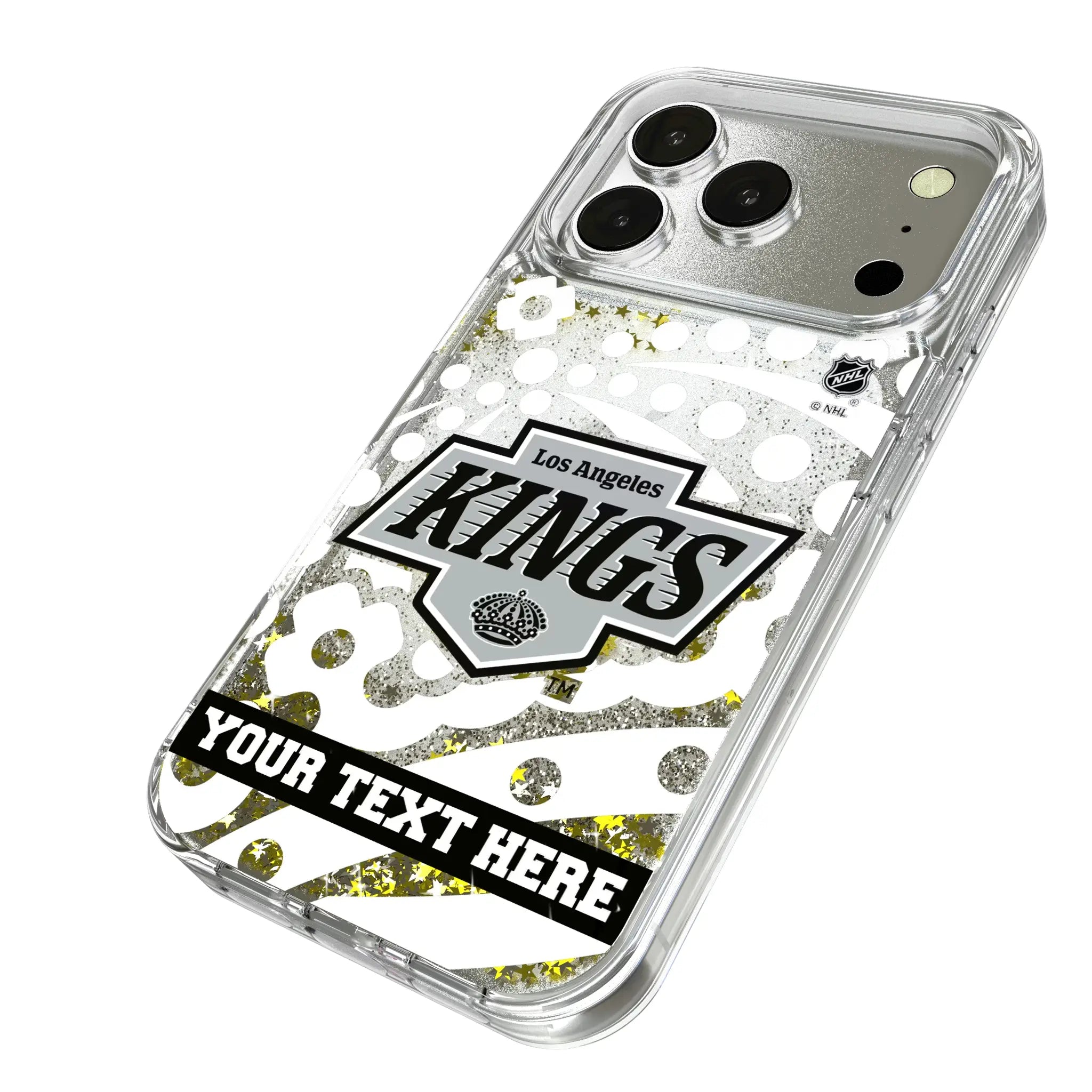 LA Kings Personalized Tilt iPhone Glitter Phone Case for Apple iPhone - Isometric View