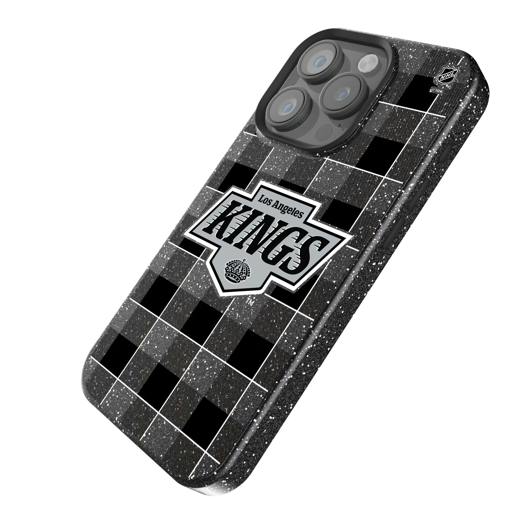 LA Kings Plaid iPhone Bling Phone Case for Apple iPhone - Isometric View