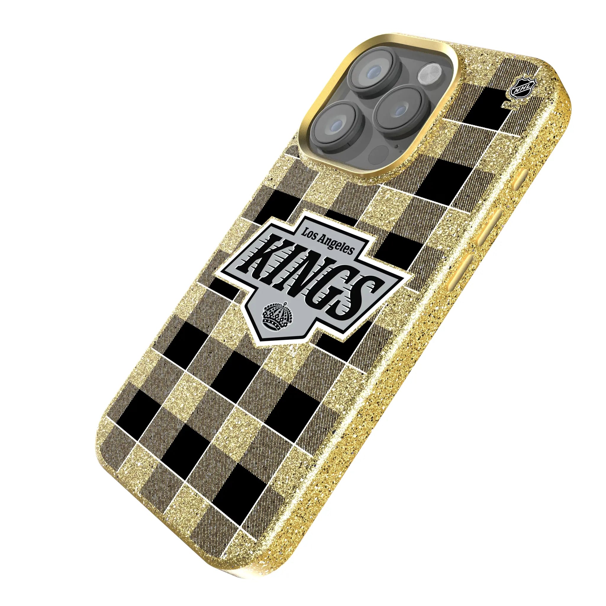 LA Kings Plaid iPhone Bling Phone Case for Apple iPhone - Isometric View