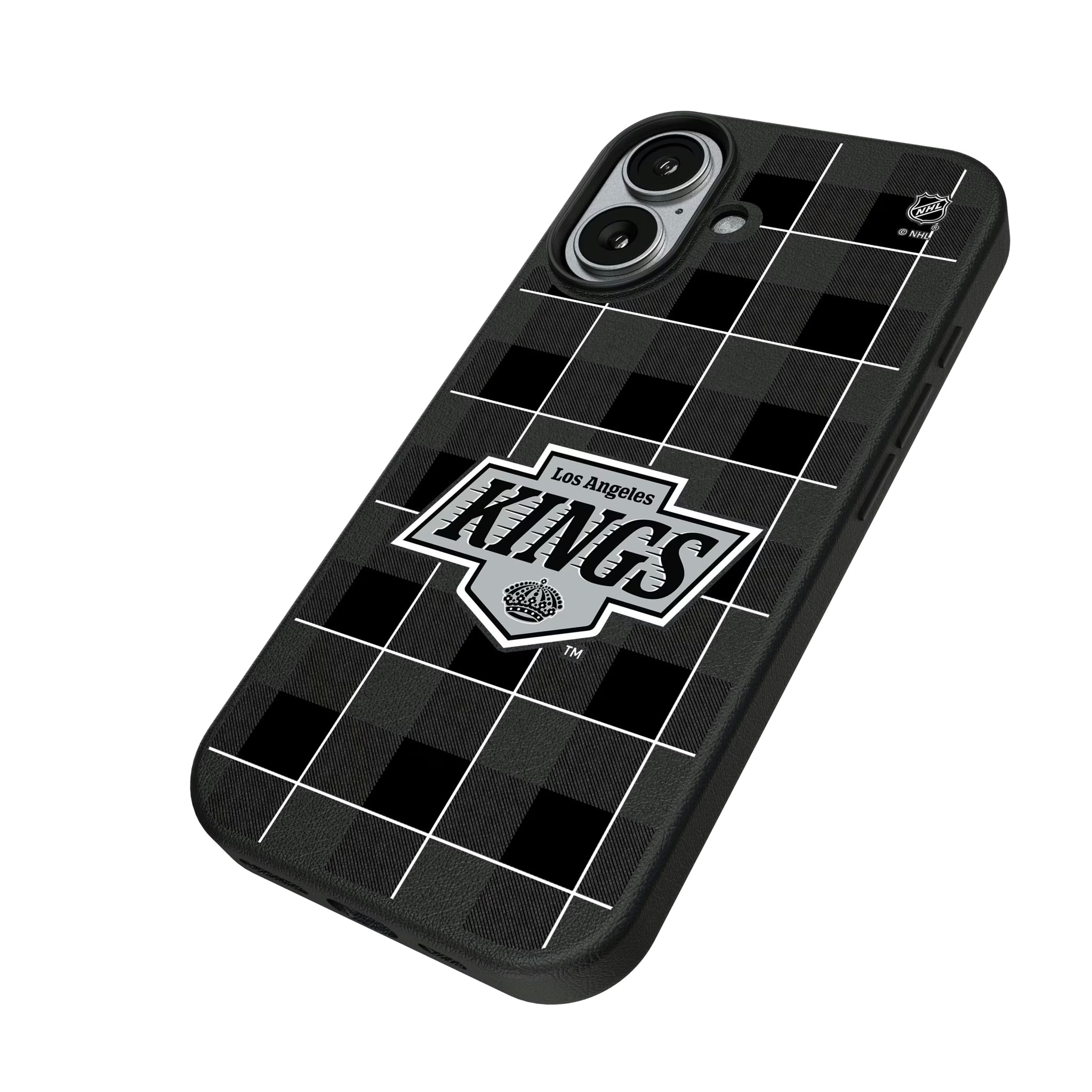 LA Kings Plaid iPhone MagSafe Compatible Phone Case for Apple iPhone - Isometric View#Device_iPhone 17