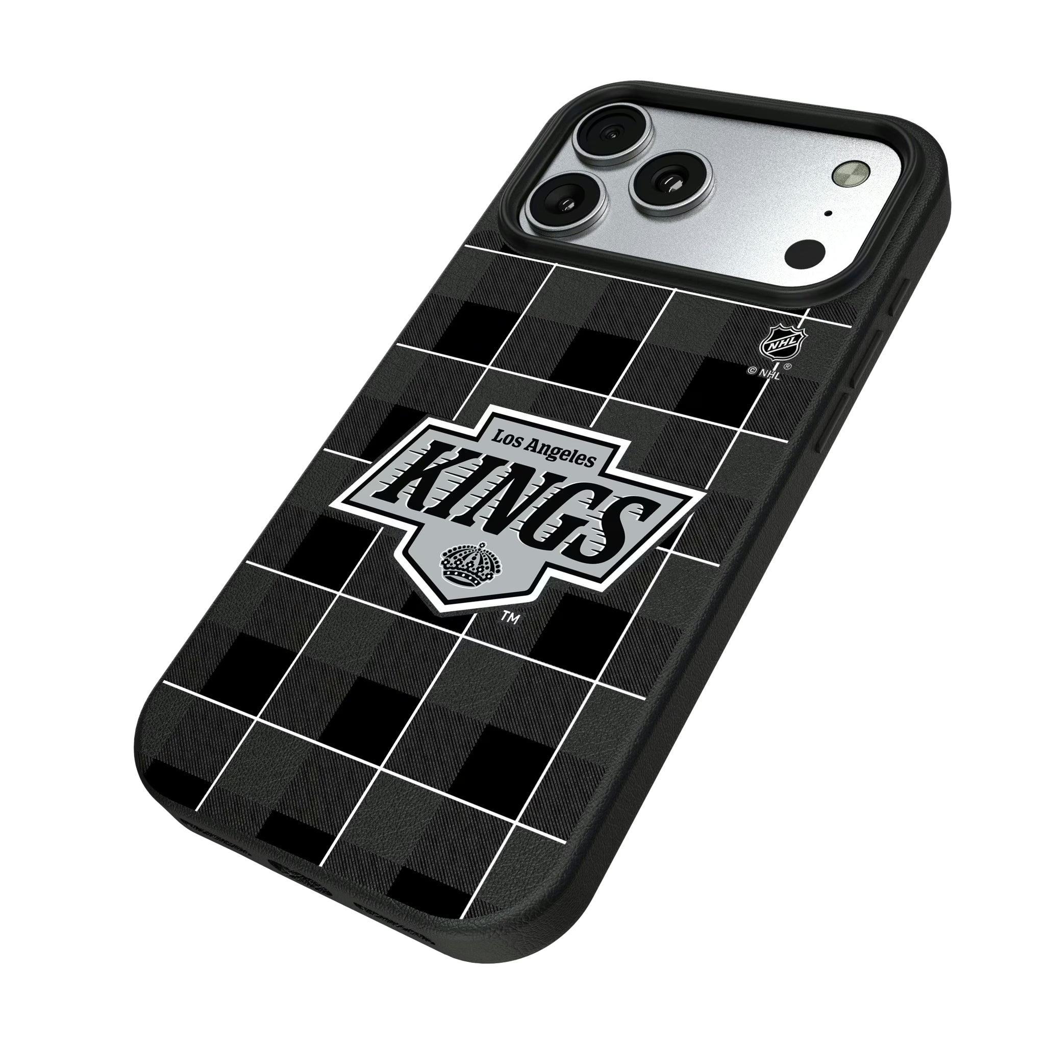 LA Kings Plaid iPhone MagSafe Compatible Phone Case for Apple iPhone - Isometric View#Device_iPhone 17 Pro Max