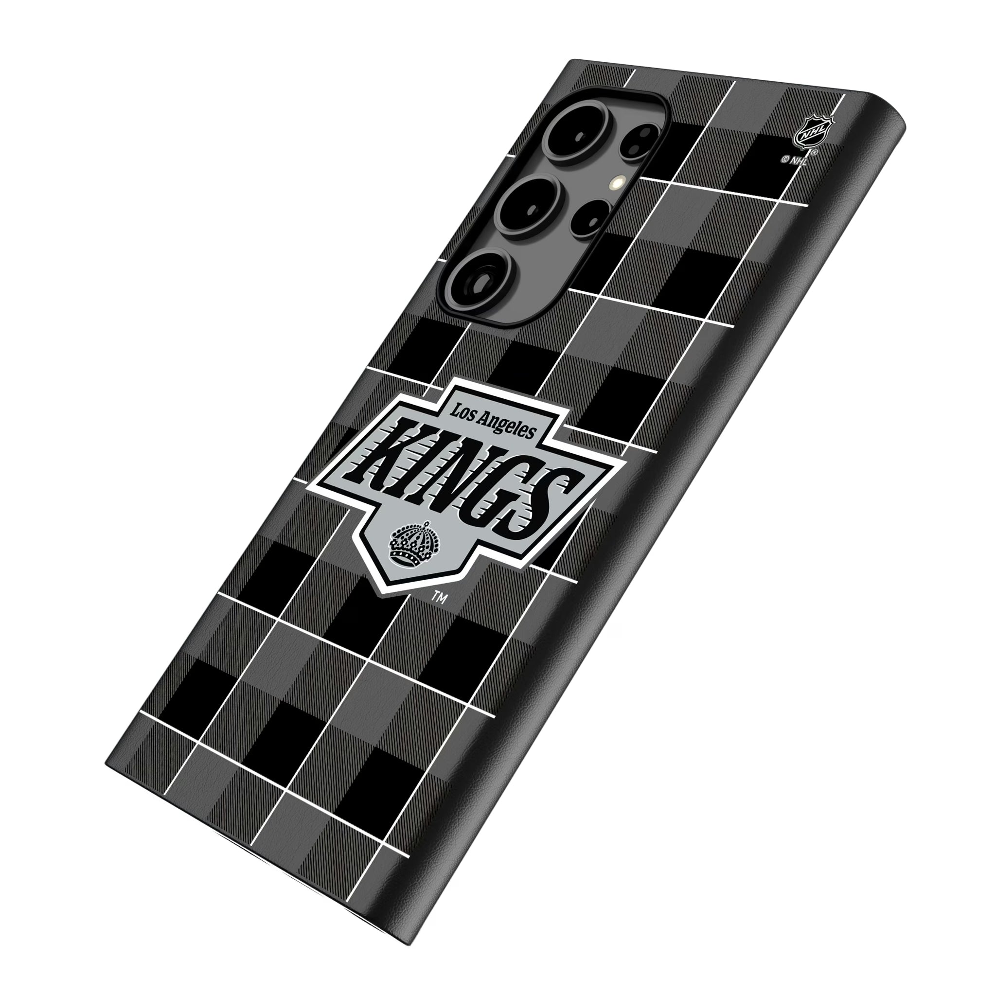 LA Kings Plaid Galaxy MagSafe Compatible Phone Case for Samsung Galaxy - Isometric View