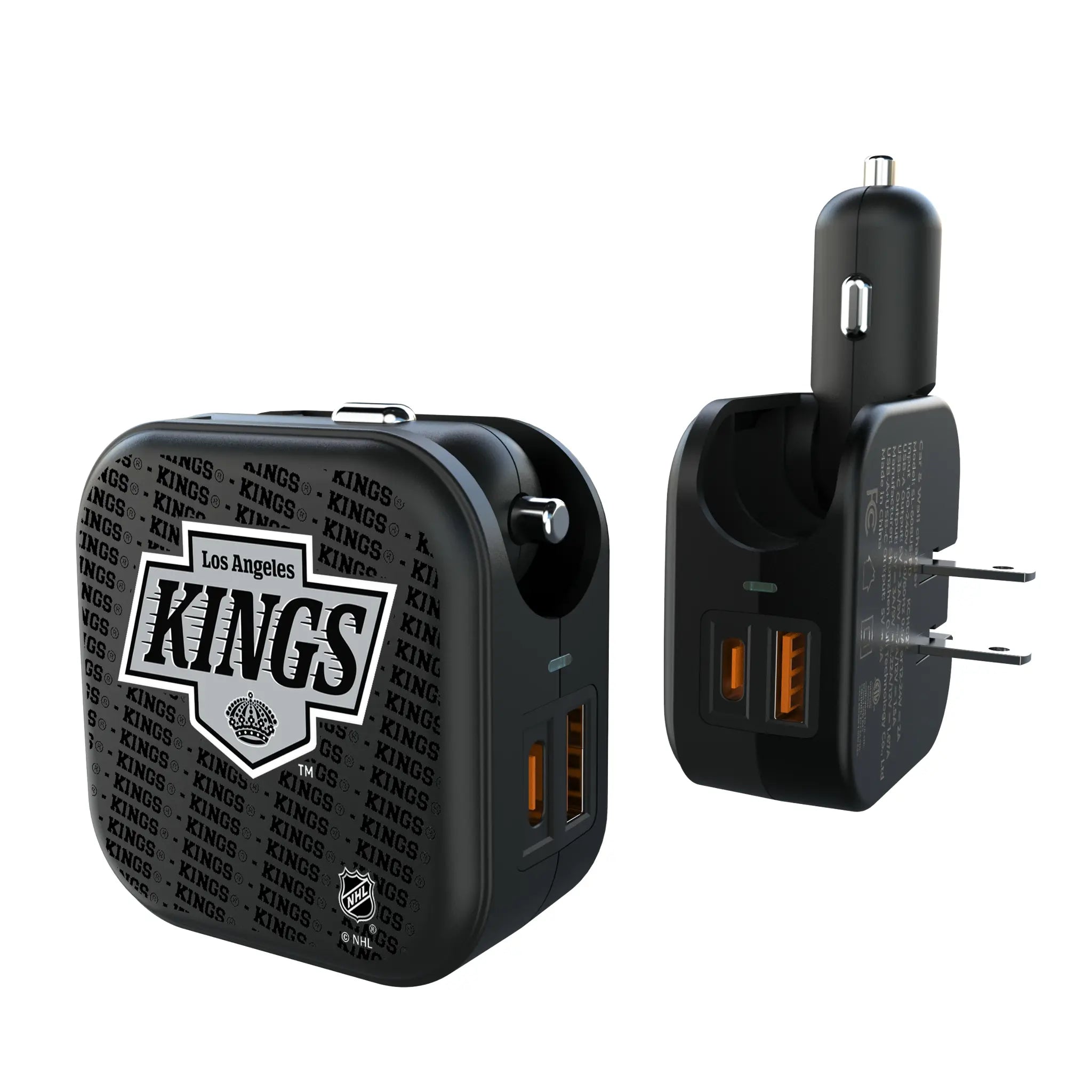 LA Kings Text Backdrop 2 in 1 USB A/C Charger