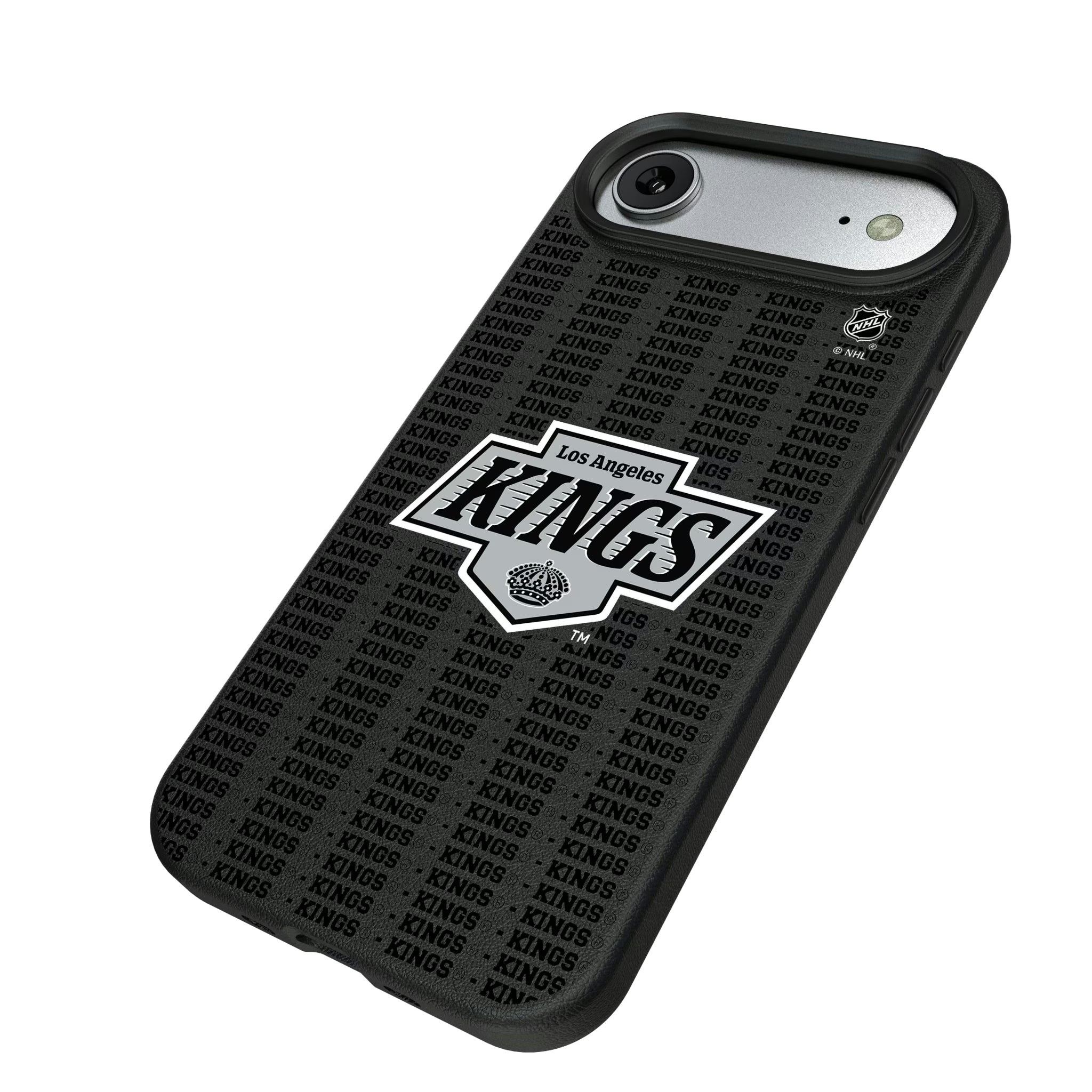 LA Kings Text Backdrop iPhone MagSafe Compatible Phone Case for Apple iPhone - Isometric View#Device_iPhone Air