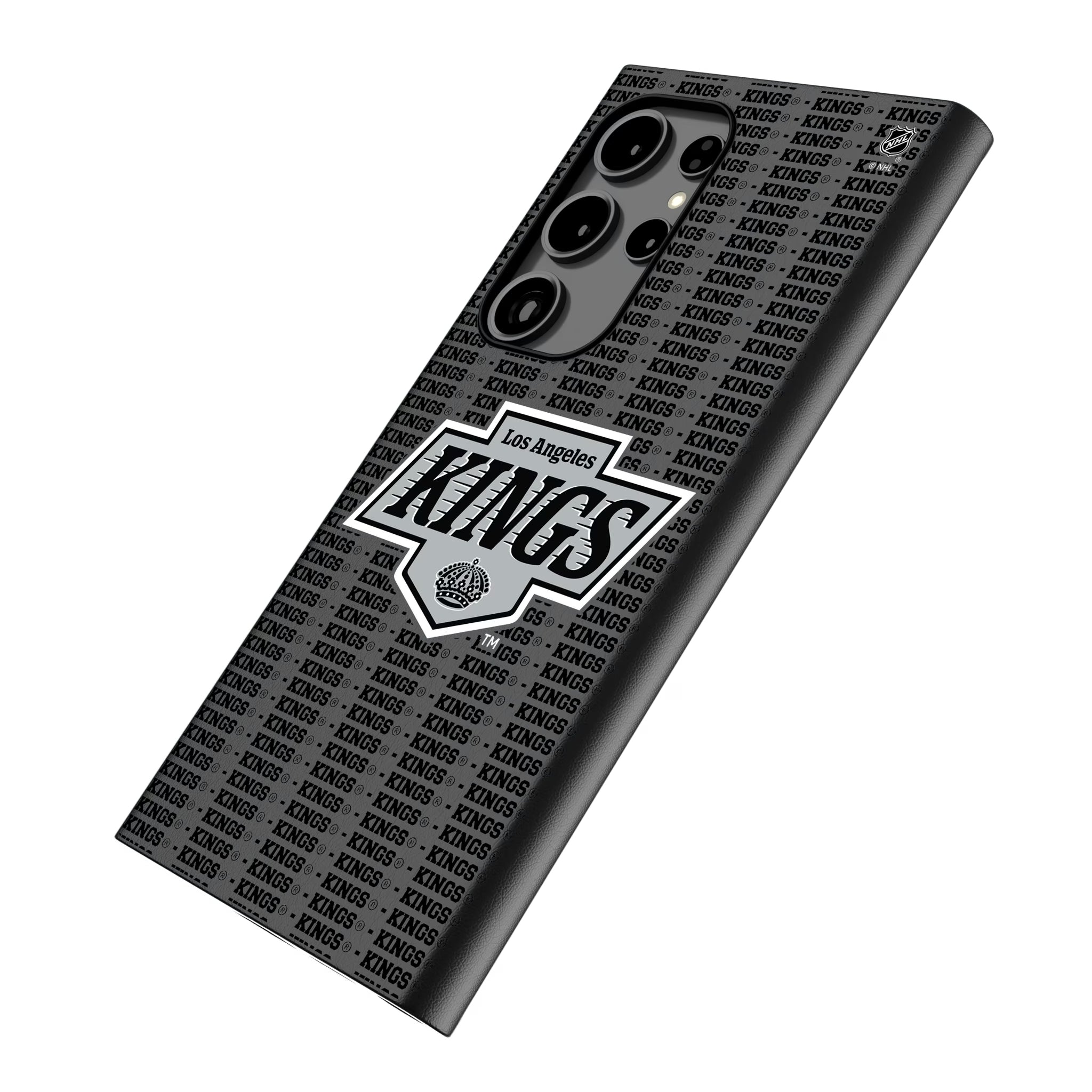 LA Kings Text Backdrop Galaxy MagSafe Compatible Phone Case for Samsung Galaxy - Isometric View