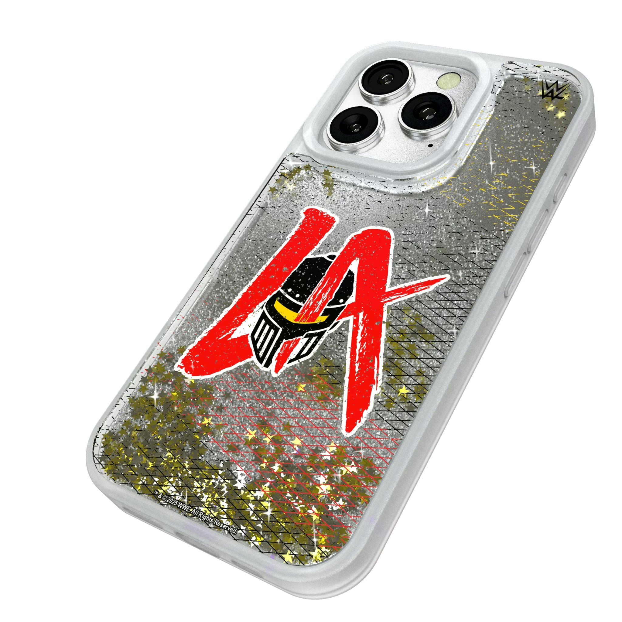 LA Knight Steel iPhone Glitter Phone Case for Apple iPhone - Isometric View#Device_iPhone 16 Pro