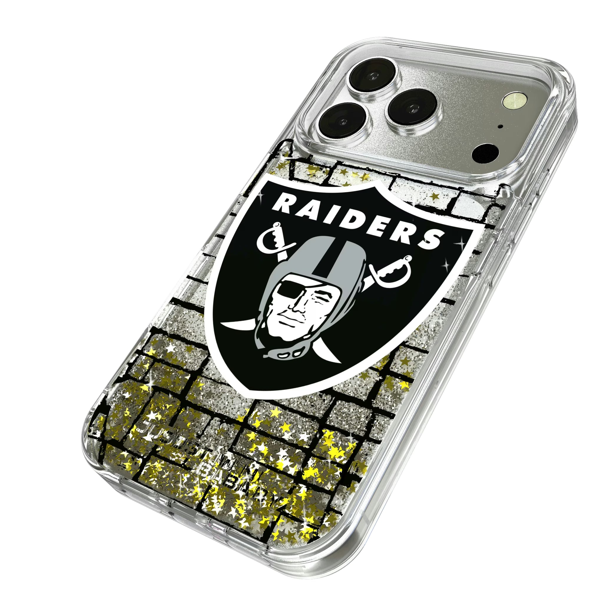 Las Vegas Raiders Brick iPhone Glitter Phone Case for Apple iPhone - Isometric View