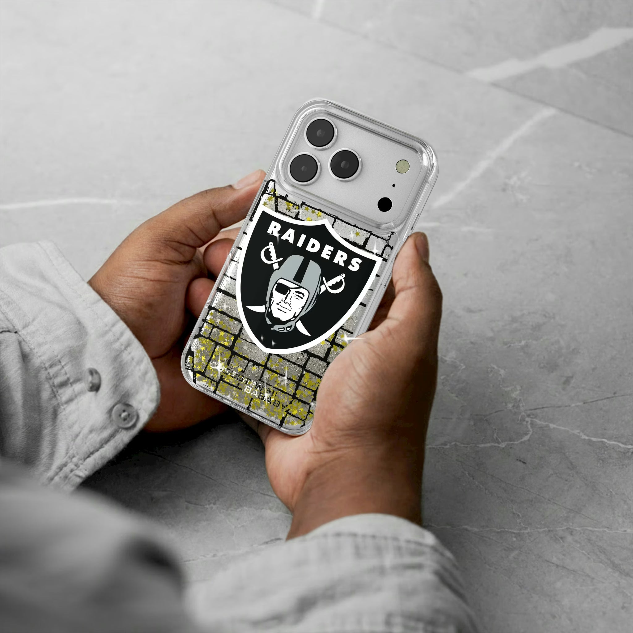 Las Vegas Raiders Brick iPhone Glitter Phone Case for Apple iPhone - Lifestyle