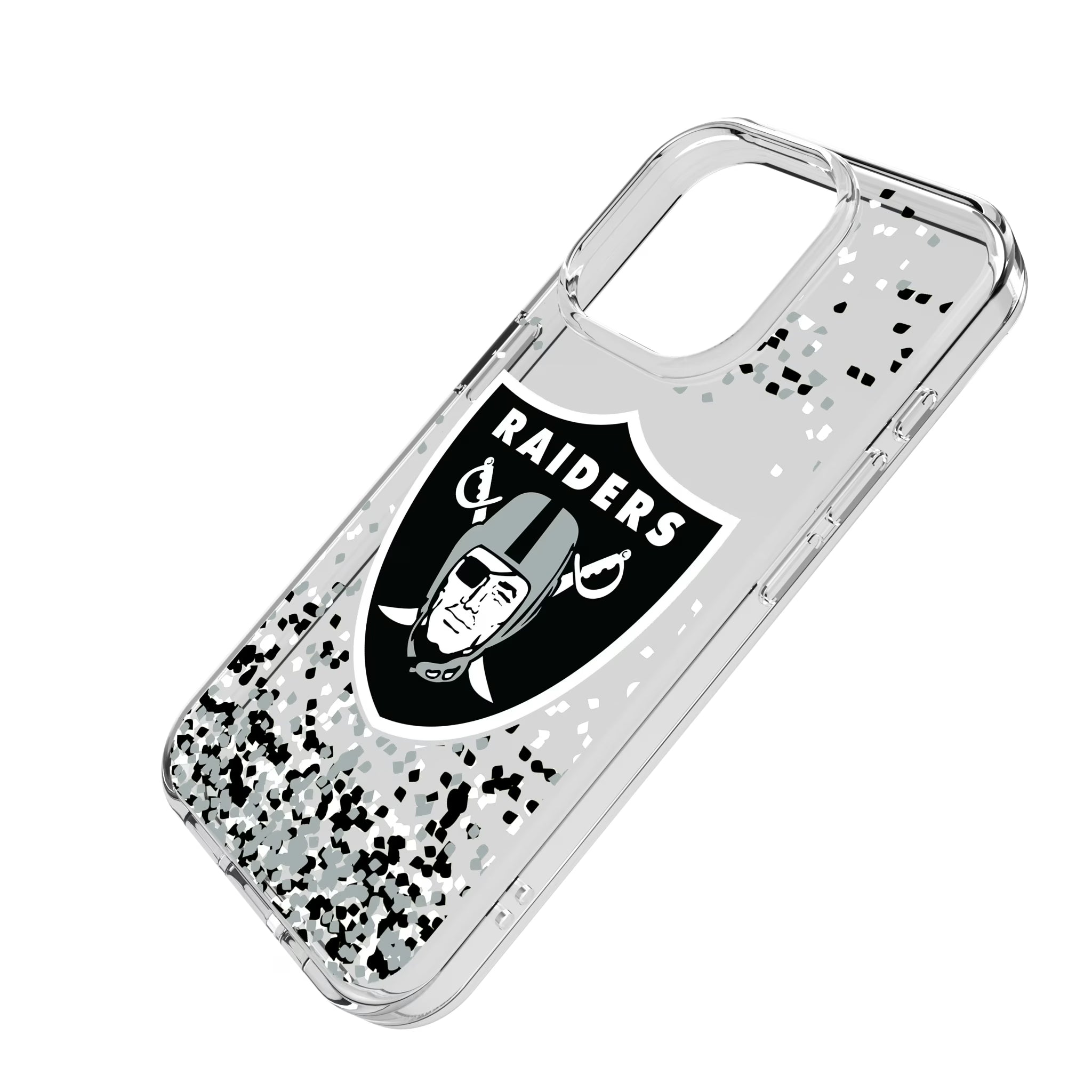 Las Vegas Raiders Confetti iPhone Clear Phone Case for Apple iPhone - Isometric View