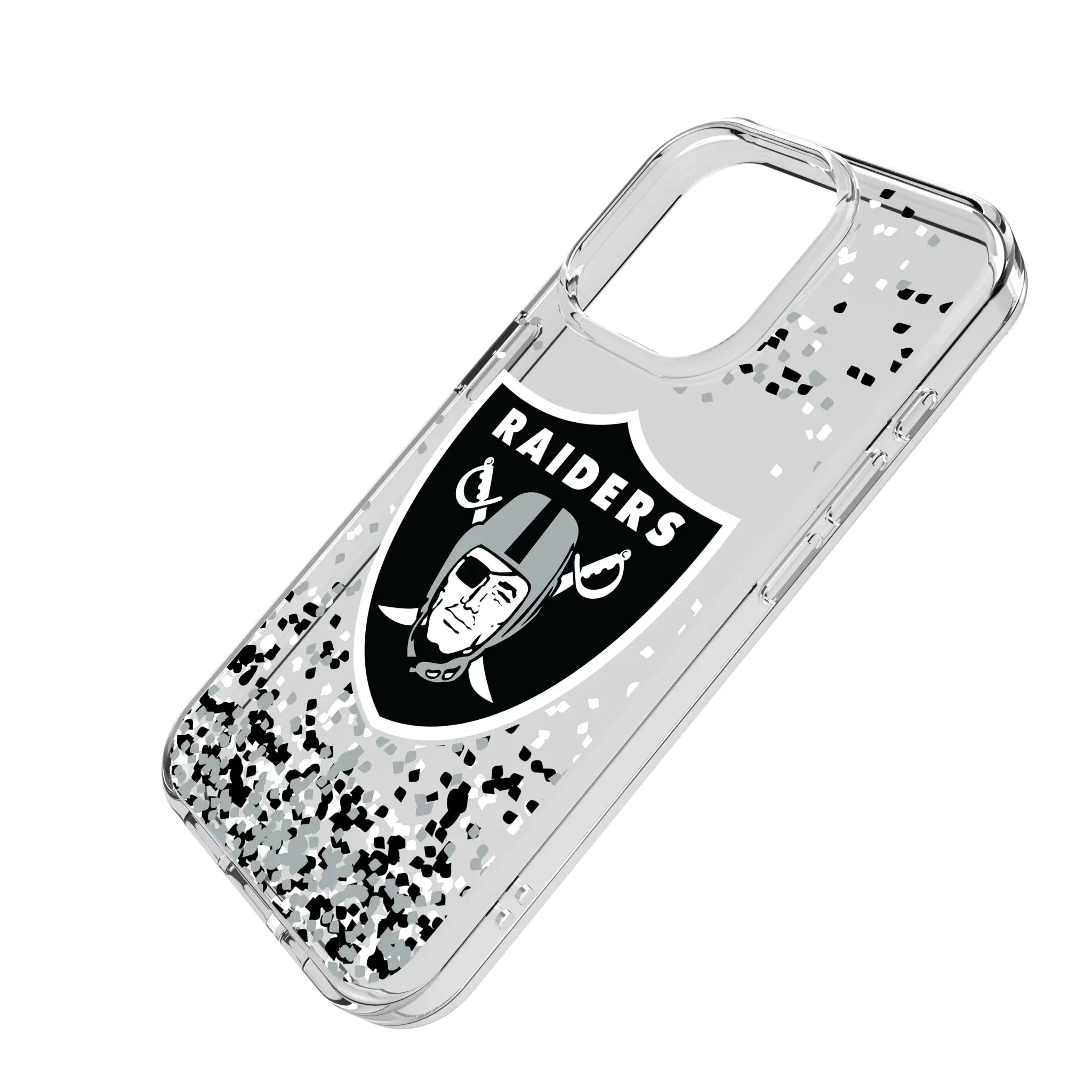 Las Vegas Raiders Confetti iPhone Clear Phone Case for Apple iPhone - Isometric View