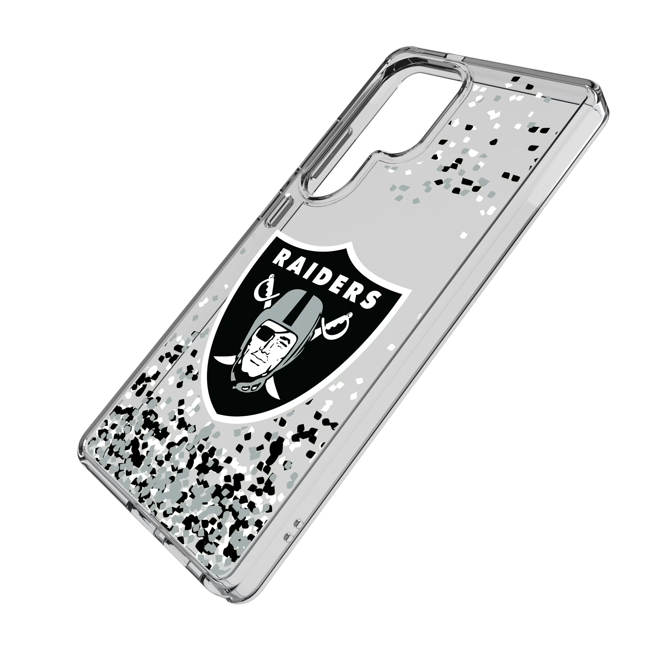 Las Vegas Raiders Confetti Galaxy Clear Phone Case for Samsung Galaxy - Isometric View