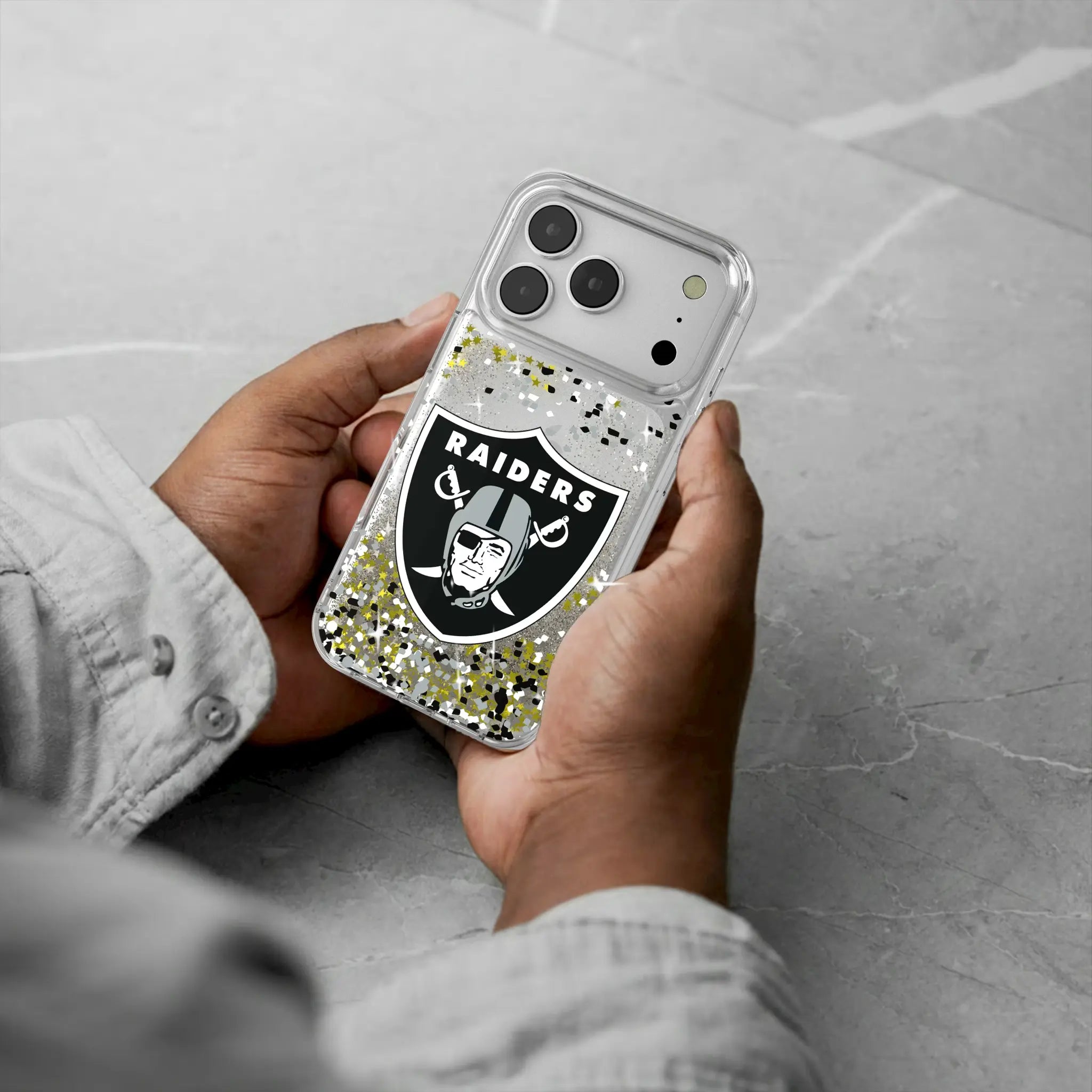 Las Vegas Raiders Confetti iPhone Glitter Phone Case for Apple iPhone - Lifestyle