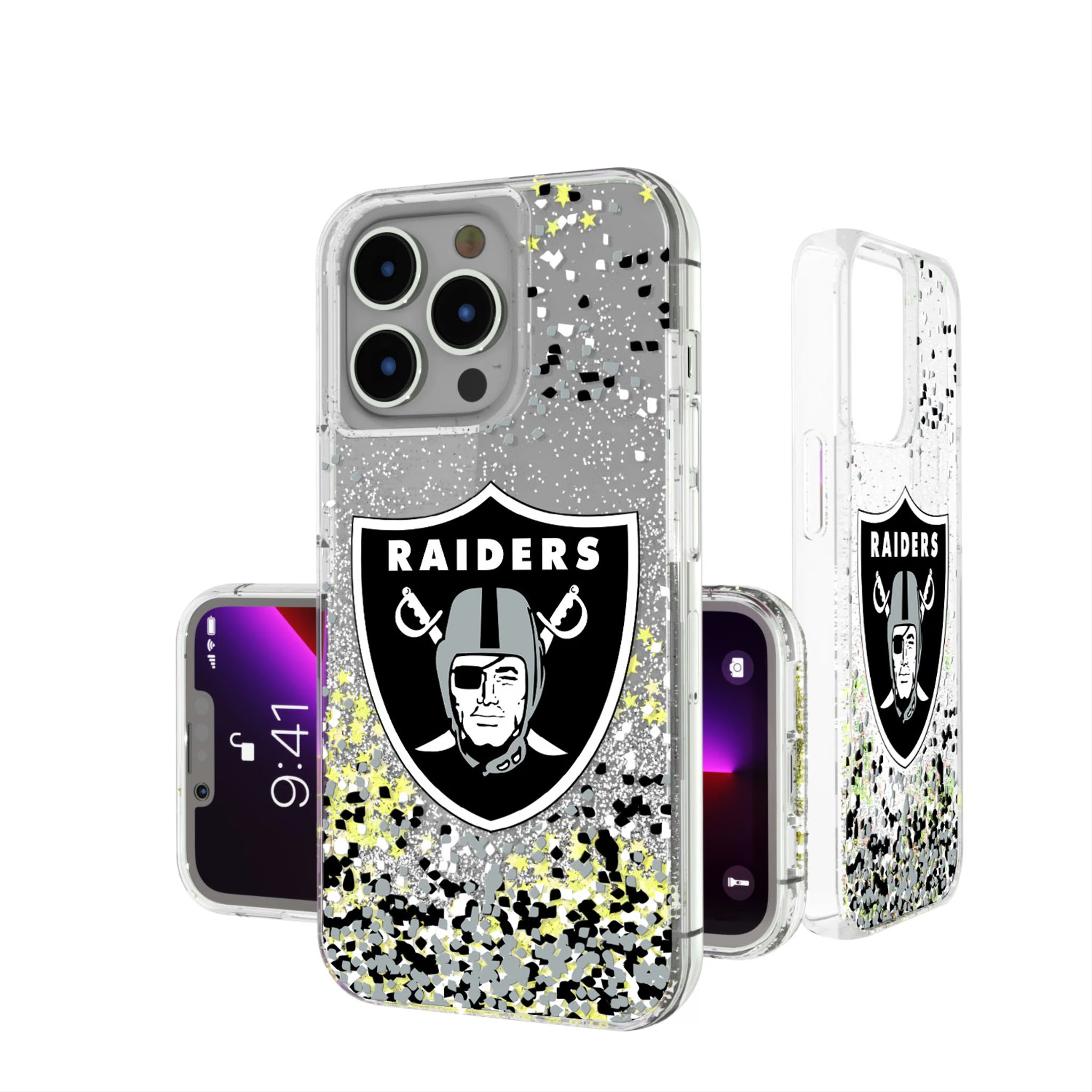 Las Vegas Raiders Confetti iPhone Glitter Phone Case for Apple iPhone