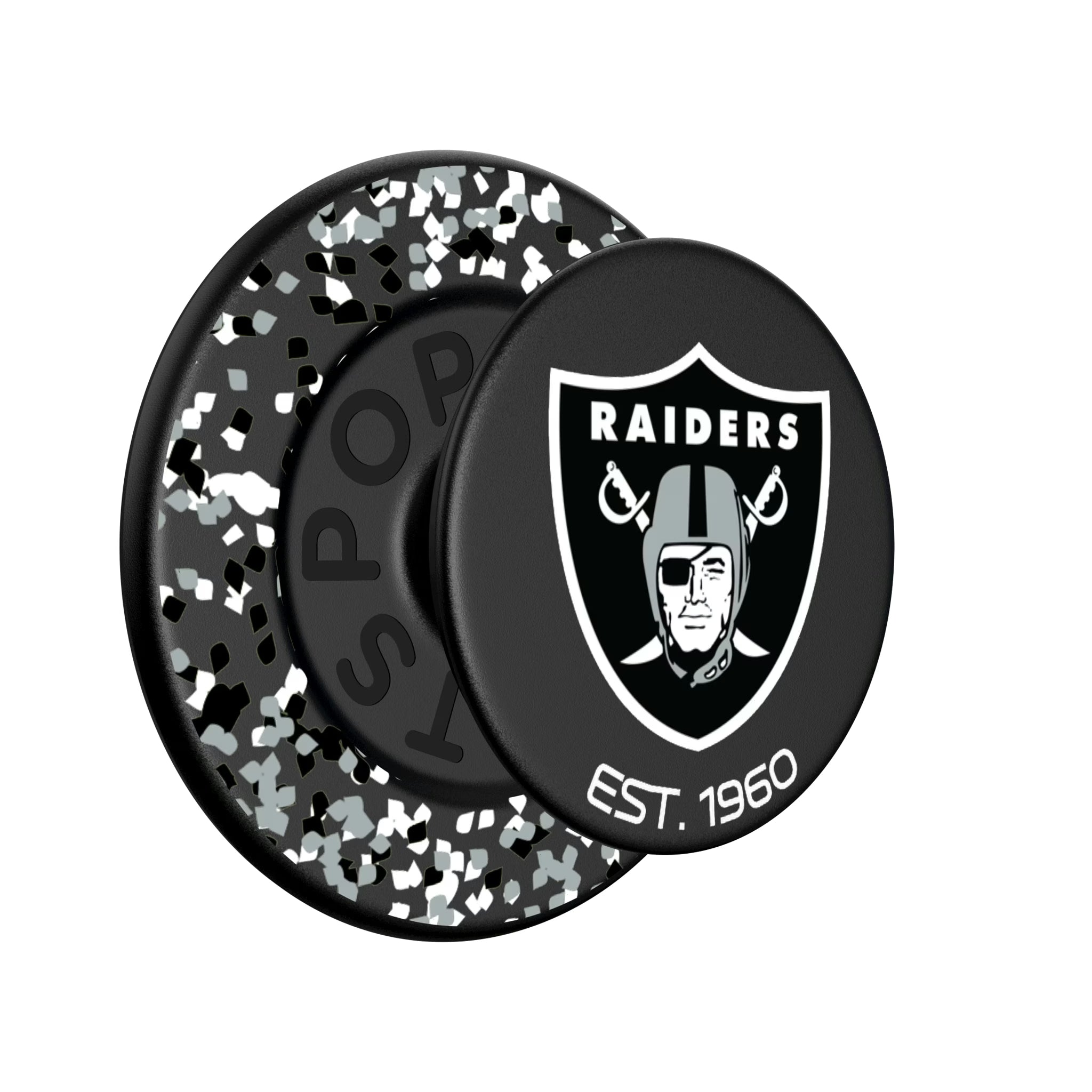 Las Vegas Raiders Confetti Popsockets Round Magnetic - Isometric View