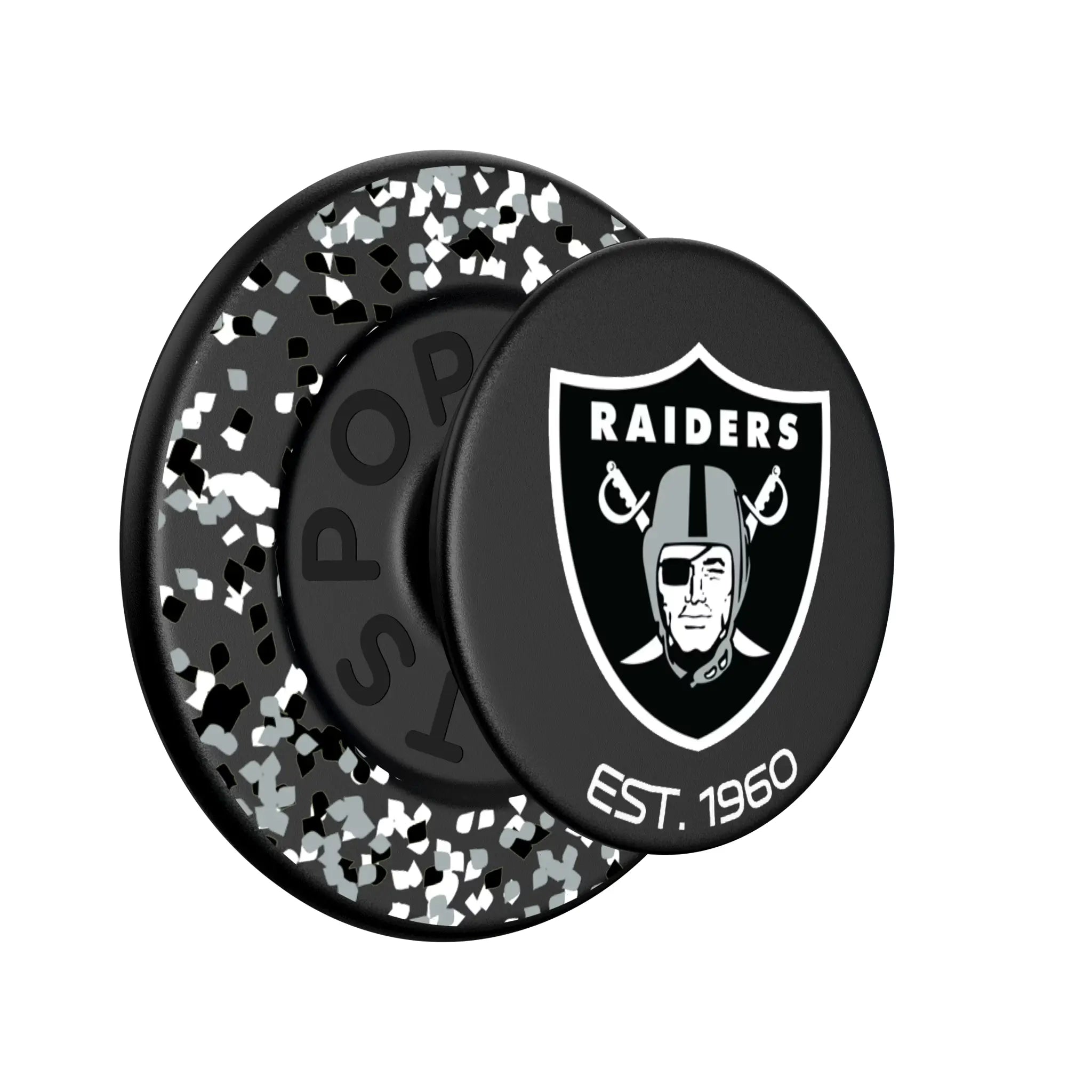 Las Vegas Raiders Confetti Popsockets Round Magnetic - Isometric View