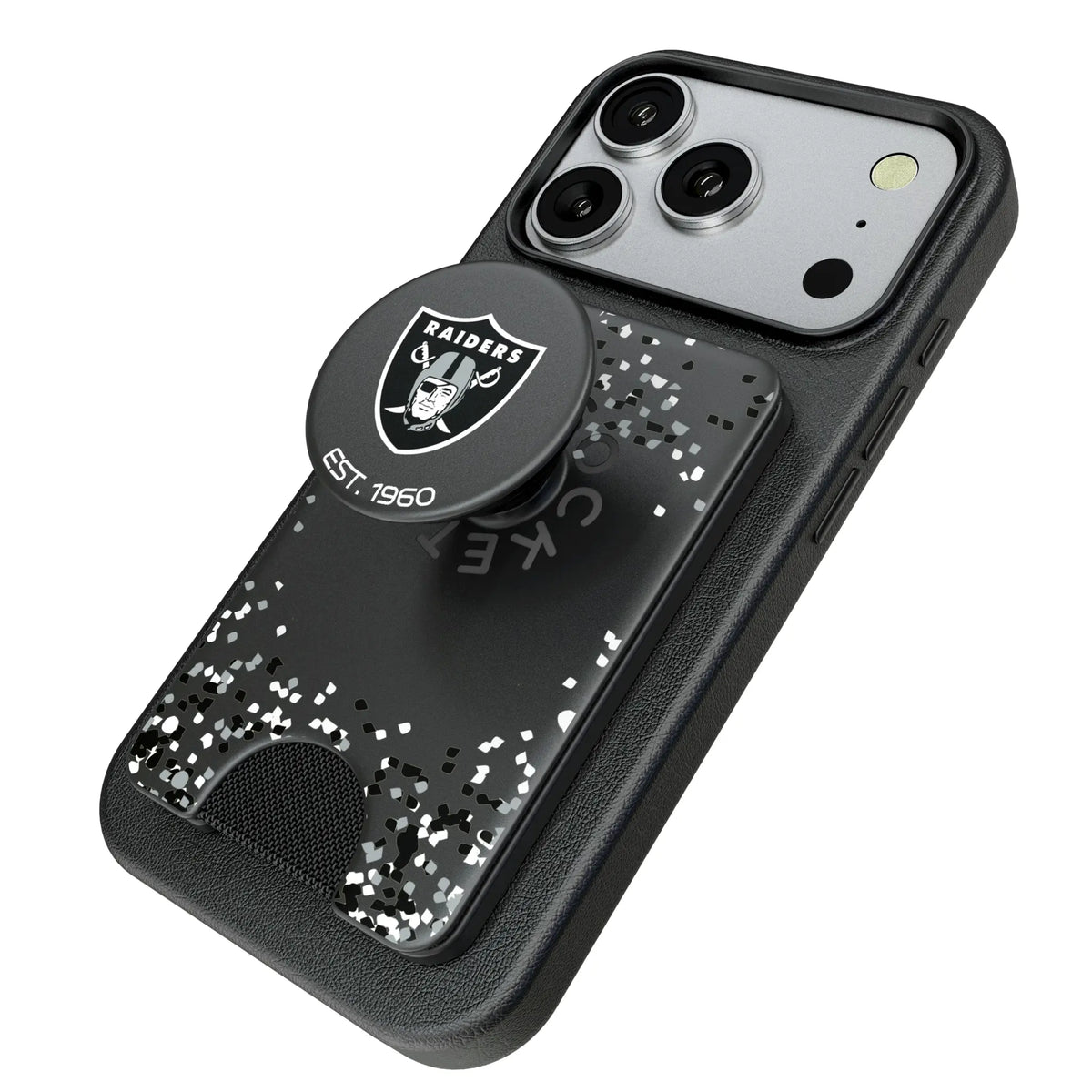 Las Vegas Raiders Confetti Popsockets Wallet Magnetic - Isometric View