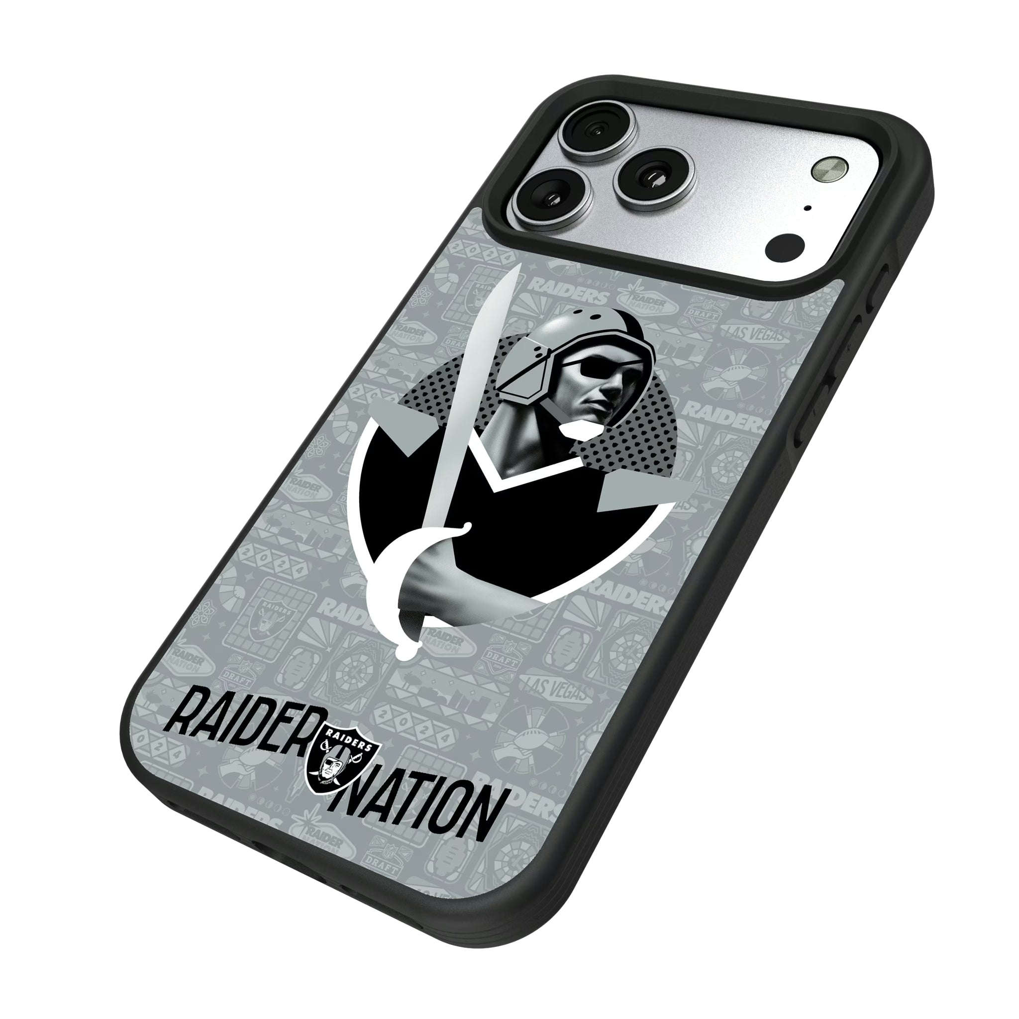 Las Vegas Raiders Deco iPhone Bump Phone Case for Apple iPhone - Isometric View#Device_iPhone 17 Pro Max