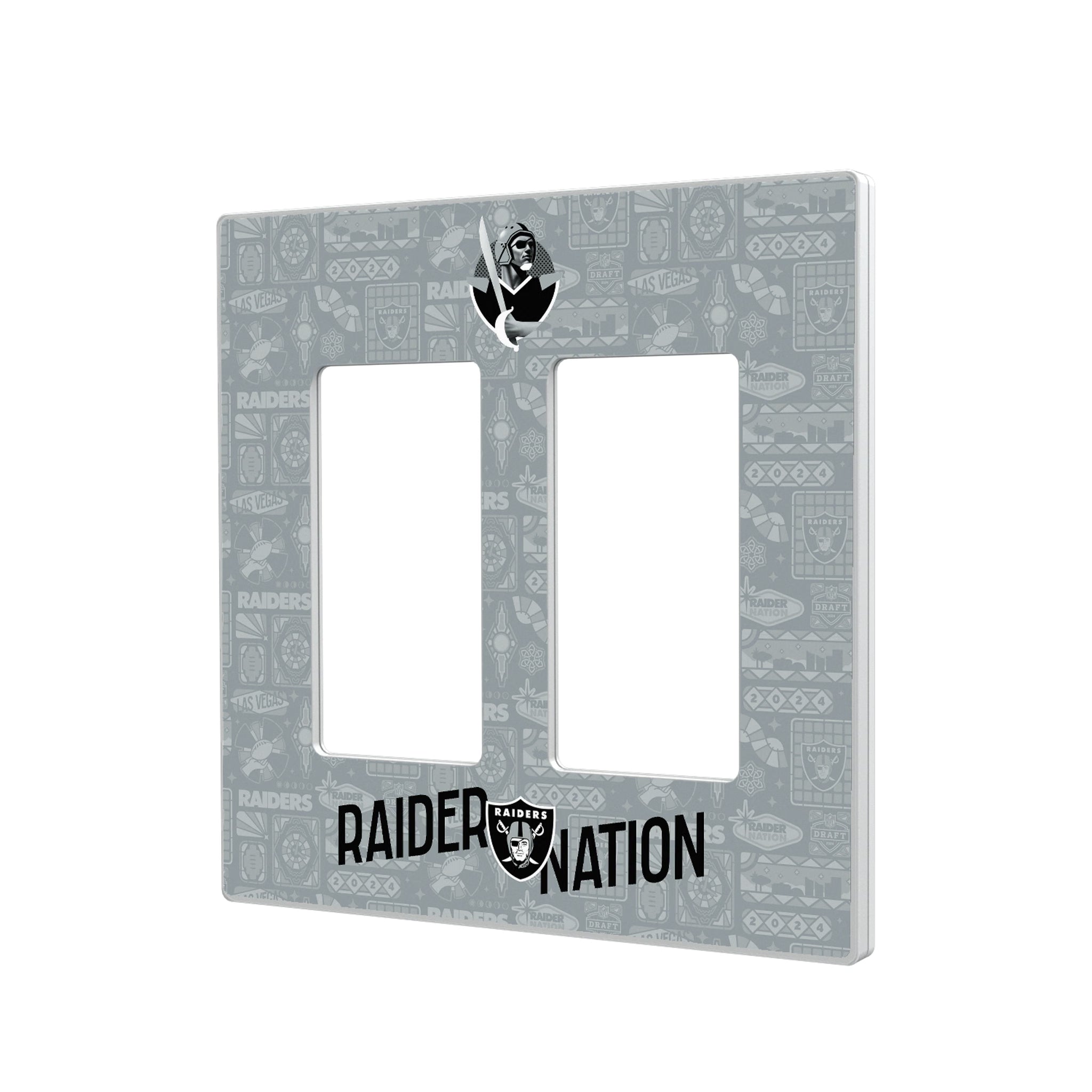 Las Vegas Raiders Deco Hidden-Screw Light Switch Plate#Style_Double Rocker