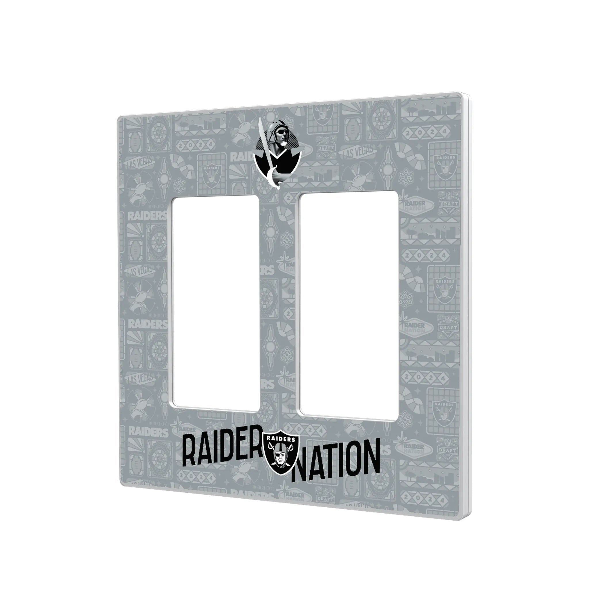Las Vegas Raiders Deco Hidden-Screw Light Switch Plate#Style_Double Rocker