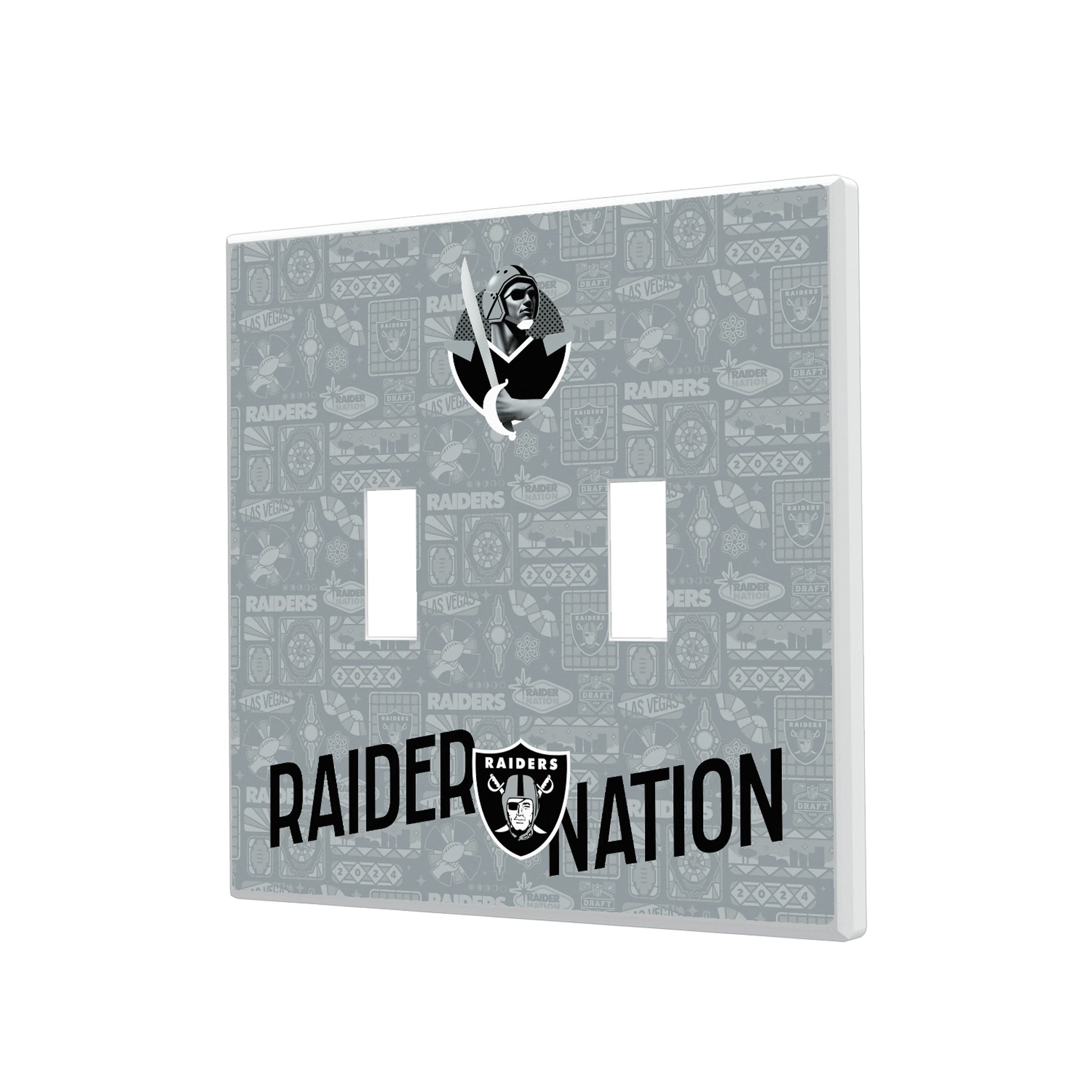 Las Vegas Raiders Deco Hidden-Screw Light Switch Plate#Style_Double Toggle
