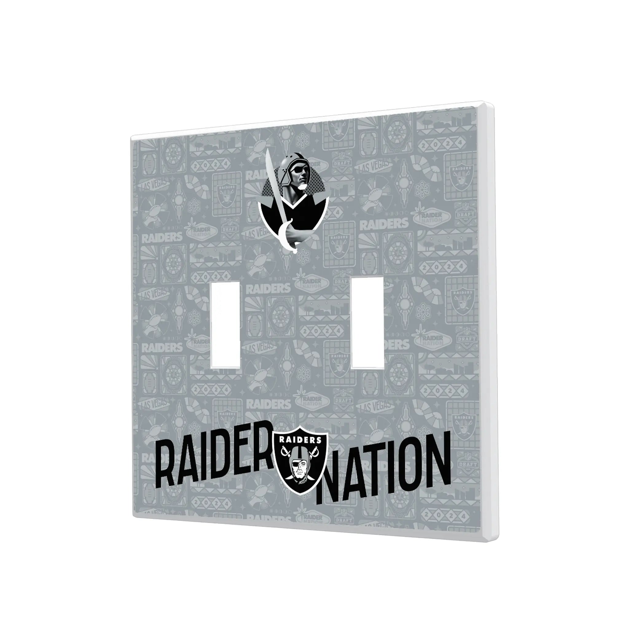 Las Vegas Raiders Deco Hidden-Screw Light Switch Plate#Style_Double Toggle