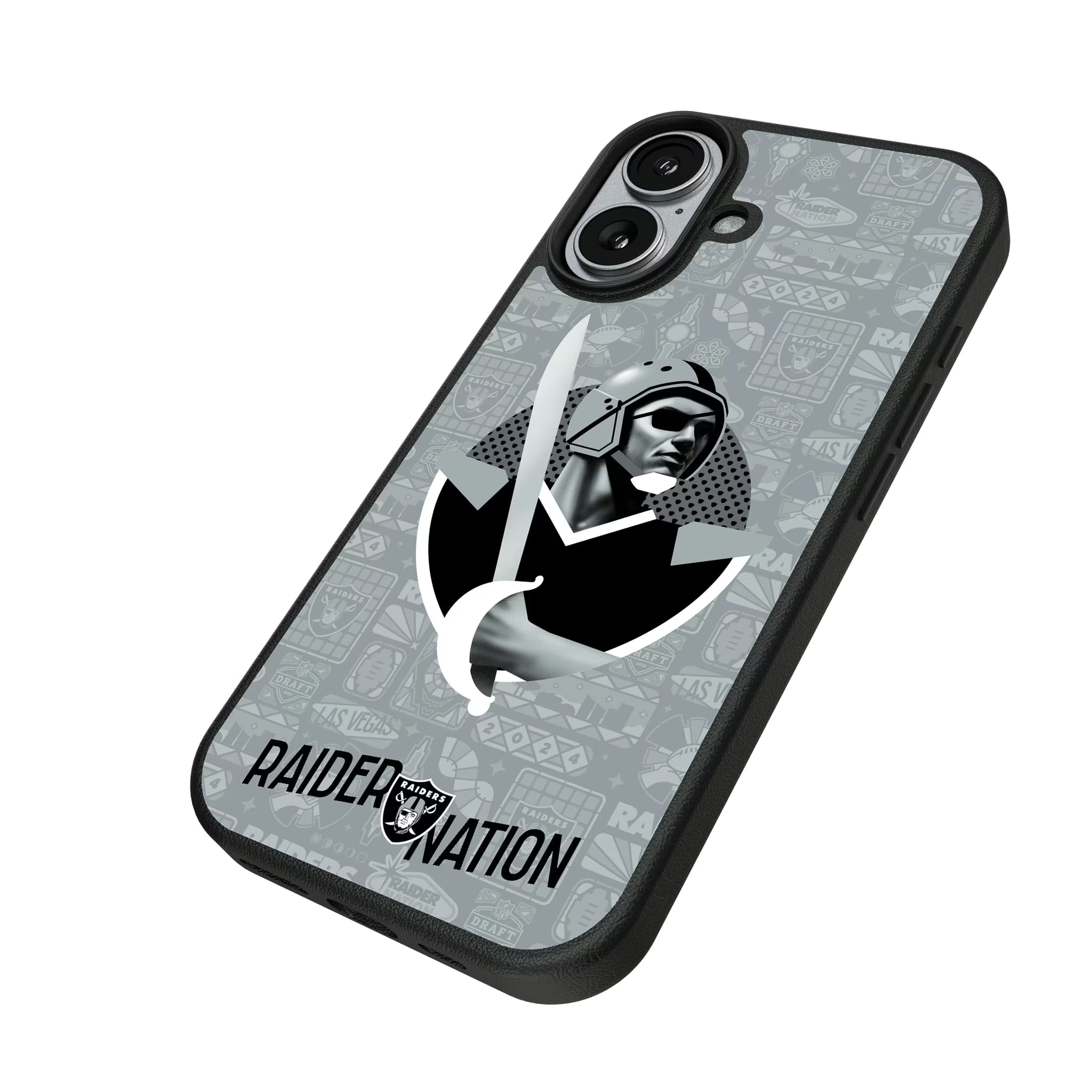 Las Vegas Raiders Deco iPhone MagSafe Compatible Phone Case for Apple iPhone - Isometric View#Device_iPhone 17