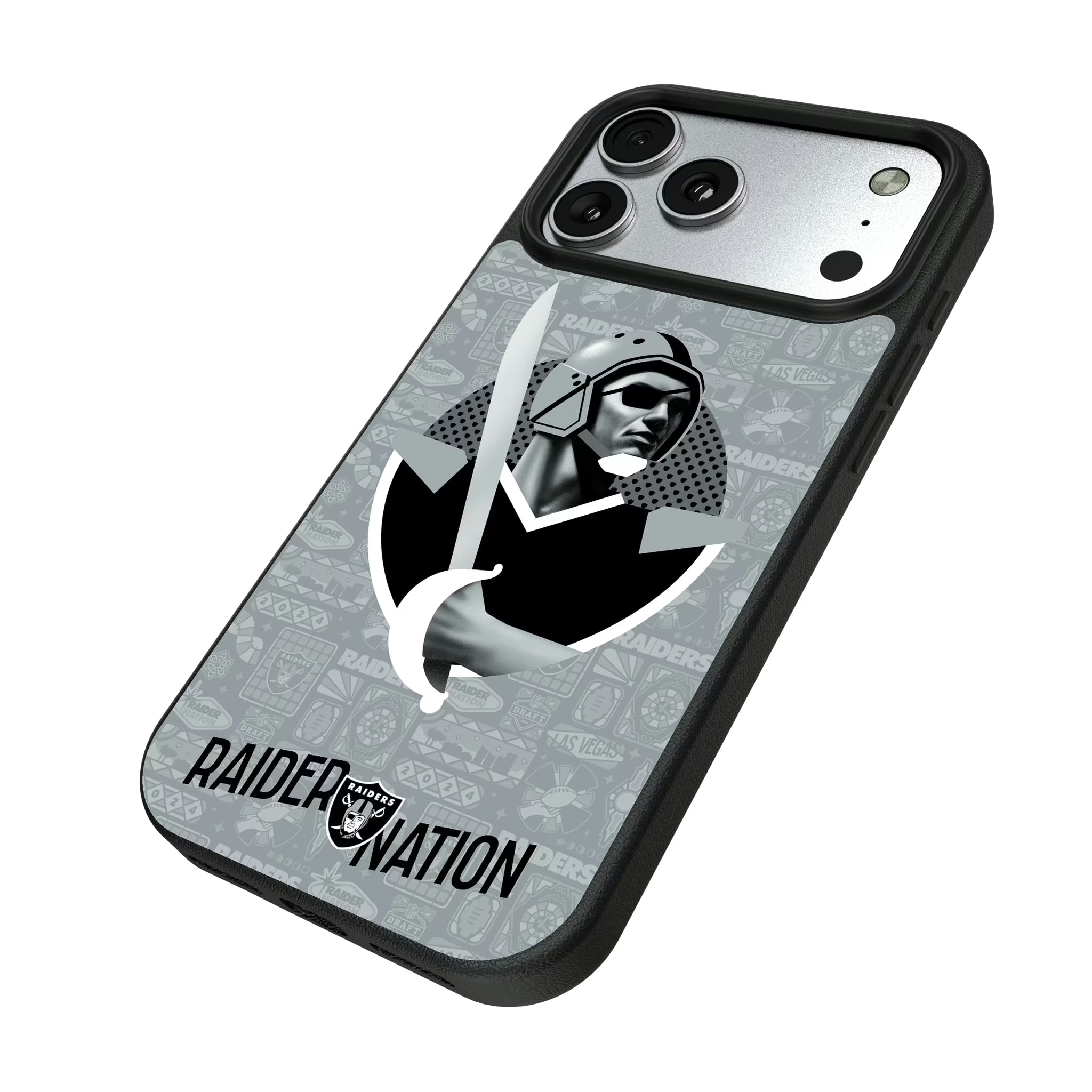 Las Vegas Raiders Deco iPhone MagSafe Compatible Phone Case for Apple iPhone - Isometric View#Device_iPhone 17 Pro Max