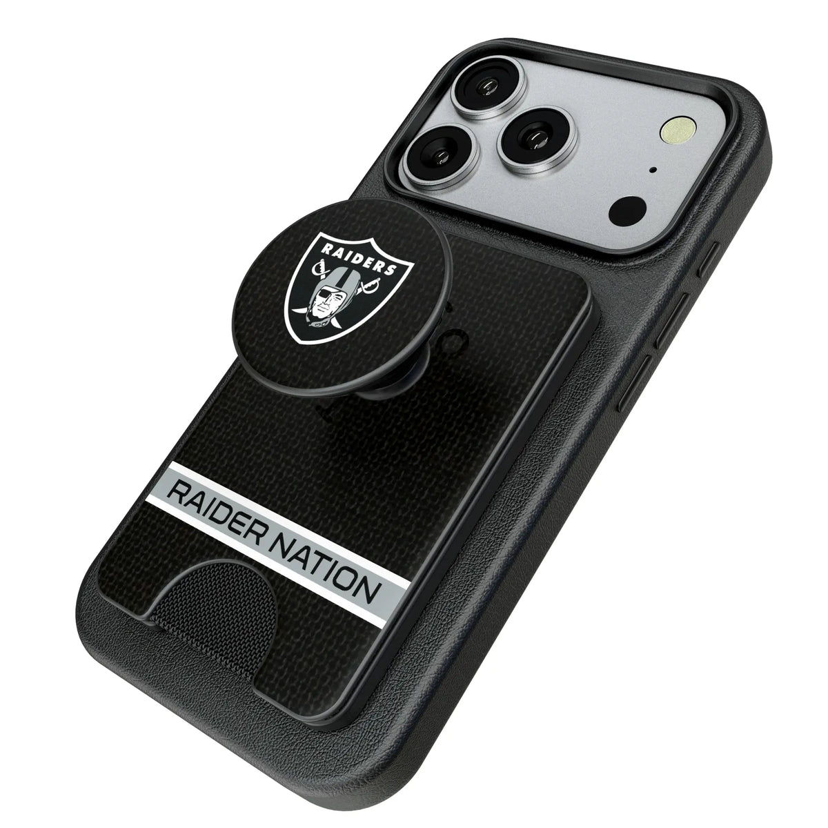 Las Vegas Raiders Endzone Solid Popsockets Wallet Magnetic - Isometric View
