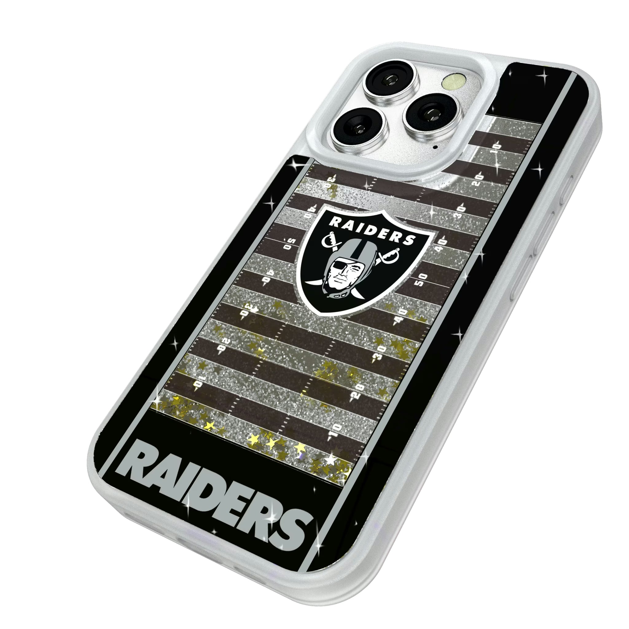Las Vegas Raiders Field iPhone Glitter Phone Case for Apple iPhone - Isometric View#Device_iPhone 16 Pro