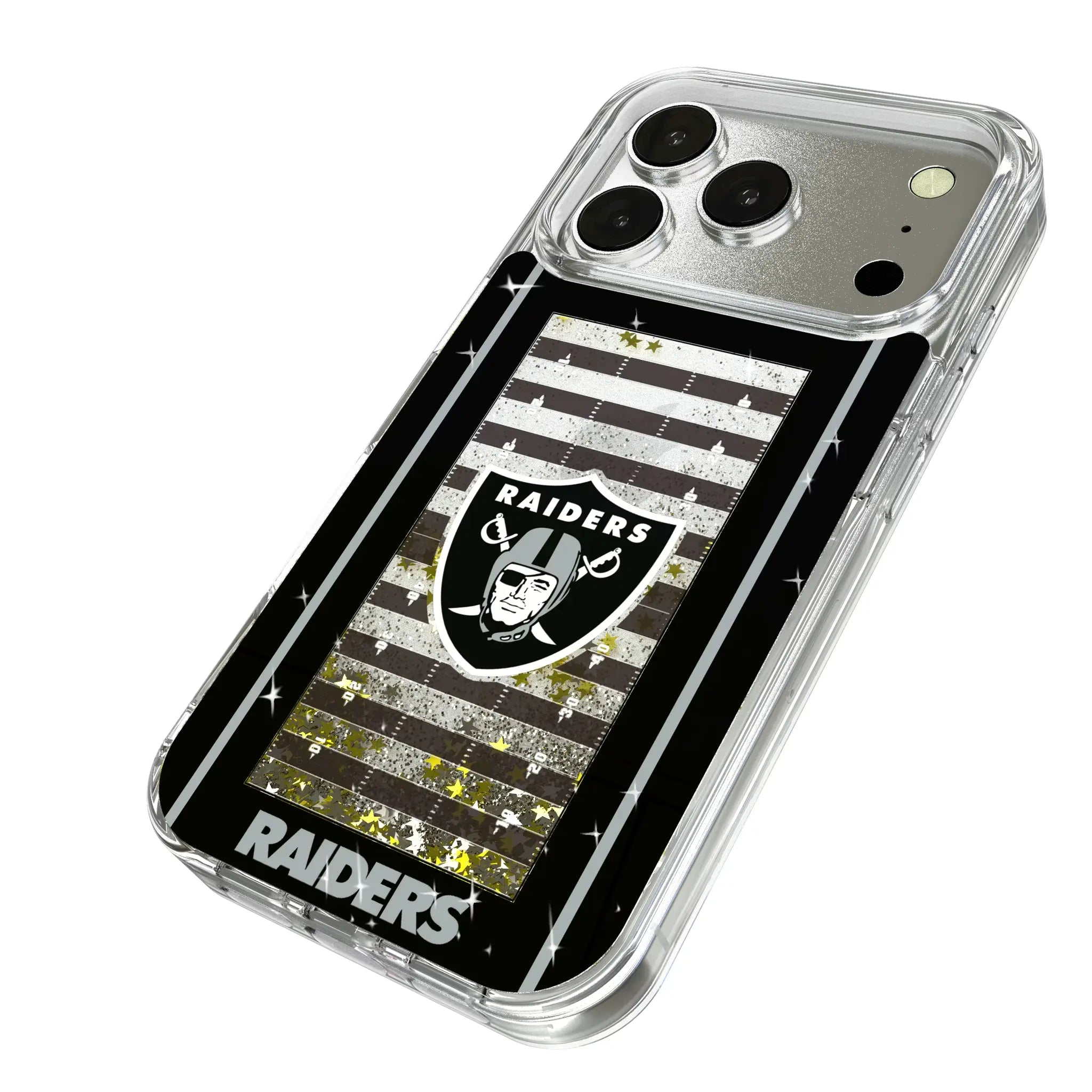 Las Vegas Raiders Field iPhone Glitter Phone Case for Apple iPhone - Isometric View