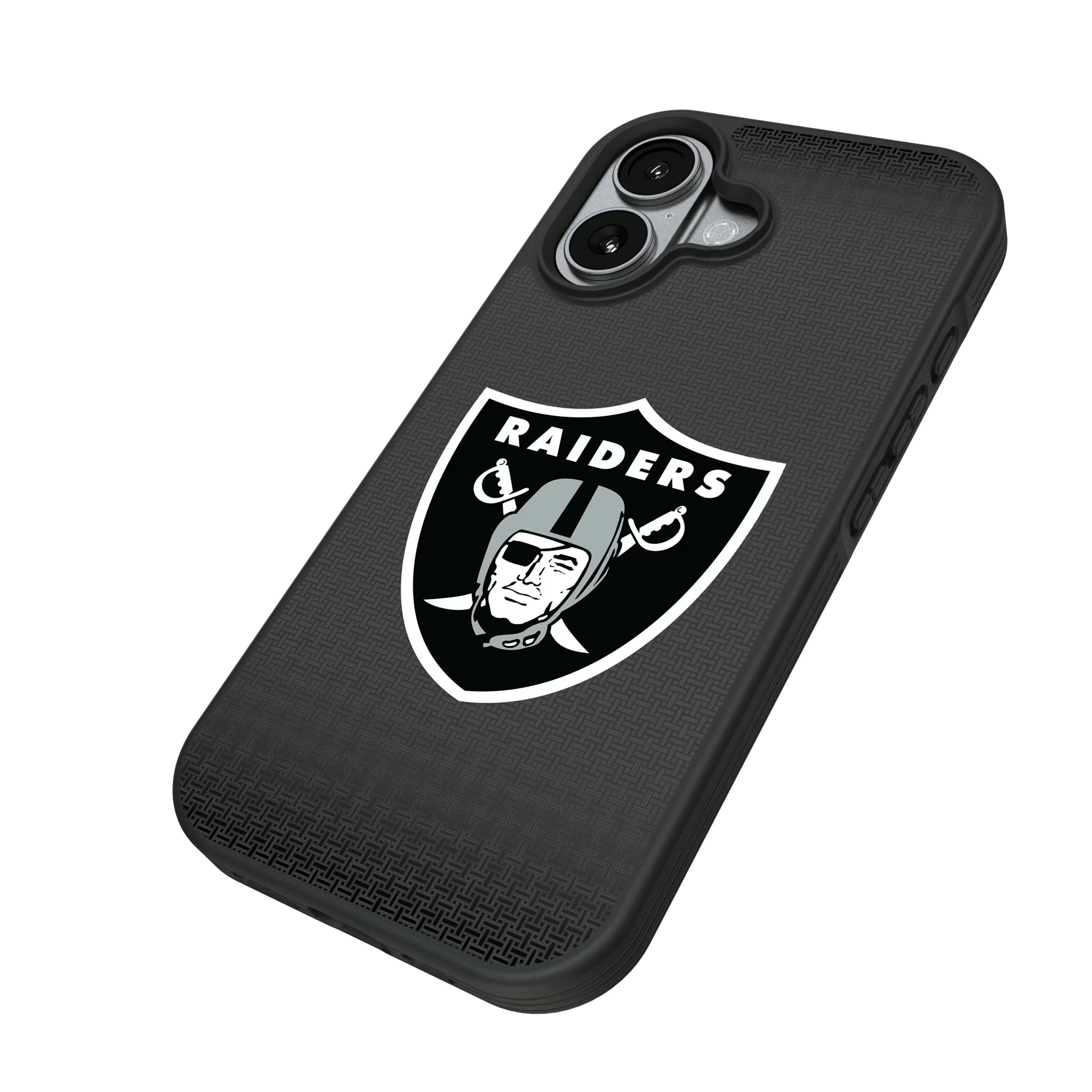 Las Vegas Raiders Linen iPhone Bump Phone Case for Apple iPhone - Isometric View#Device_iPhone 17