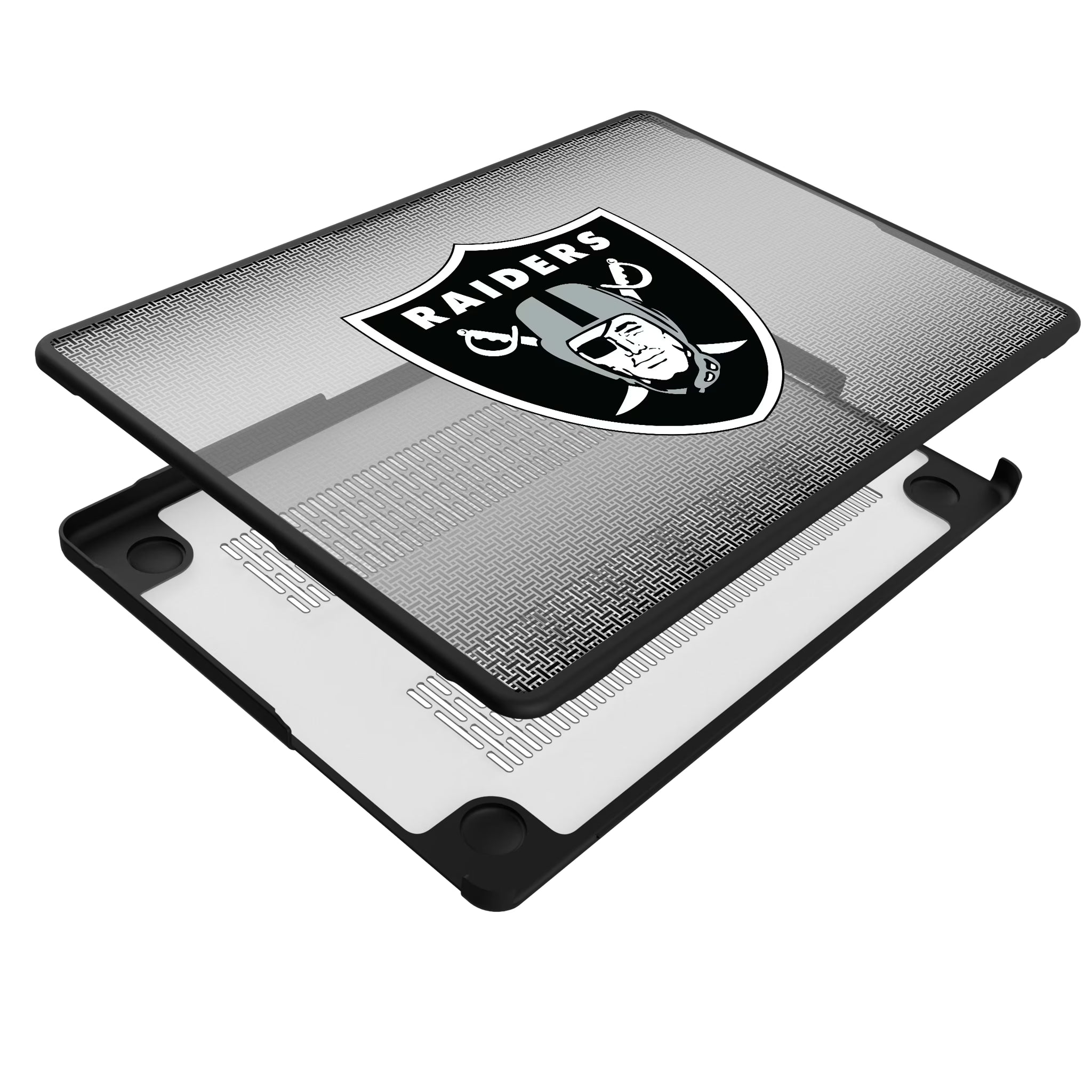 Las Vegas Raiders Linen MacBook Laptop Case for Apple MacBook - Isometric View#Device_MacBook Pro (14-inch, 2021) / MacBook Pro (14-inch, 2023) / MacBook Pro (14-inch, 2024)