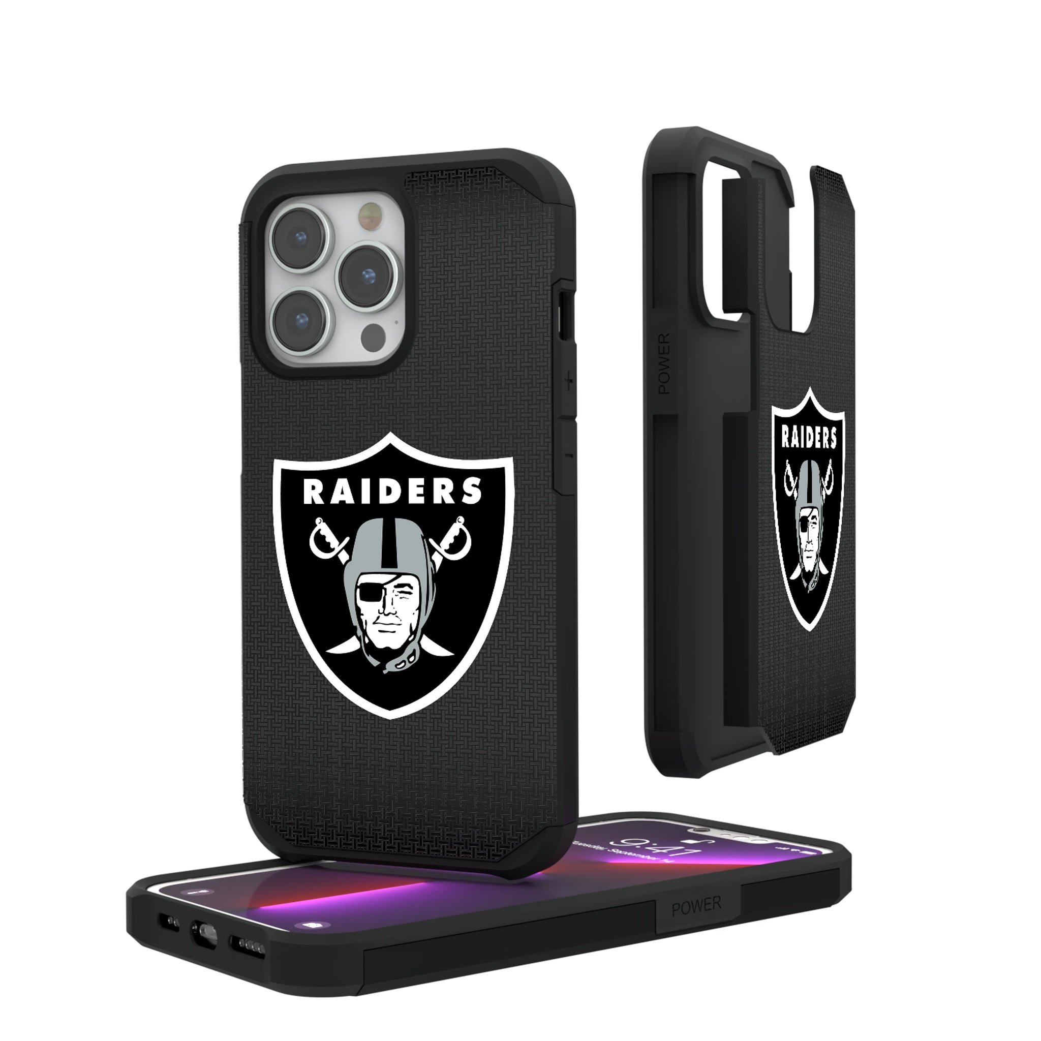Las Vegas Raiders Linen iPhone Rugged Phone Case for Apple iPhone#Device_iPhone 13 Pro