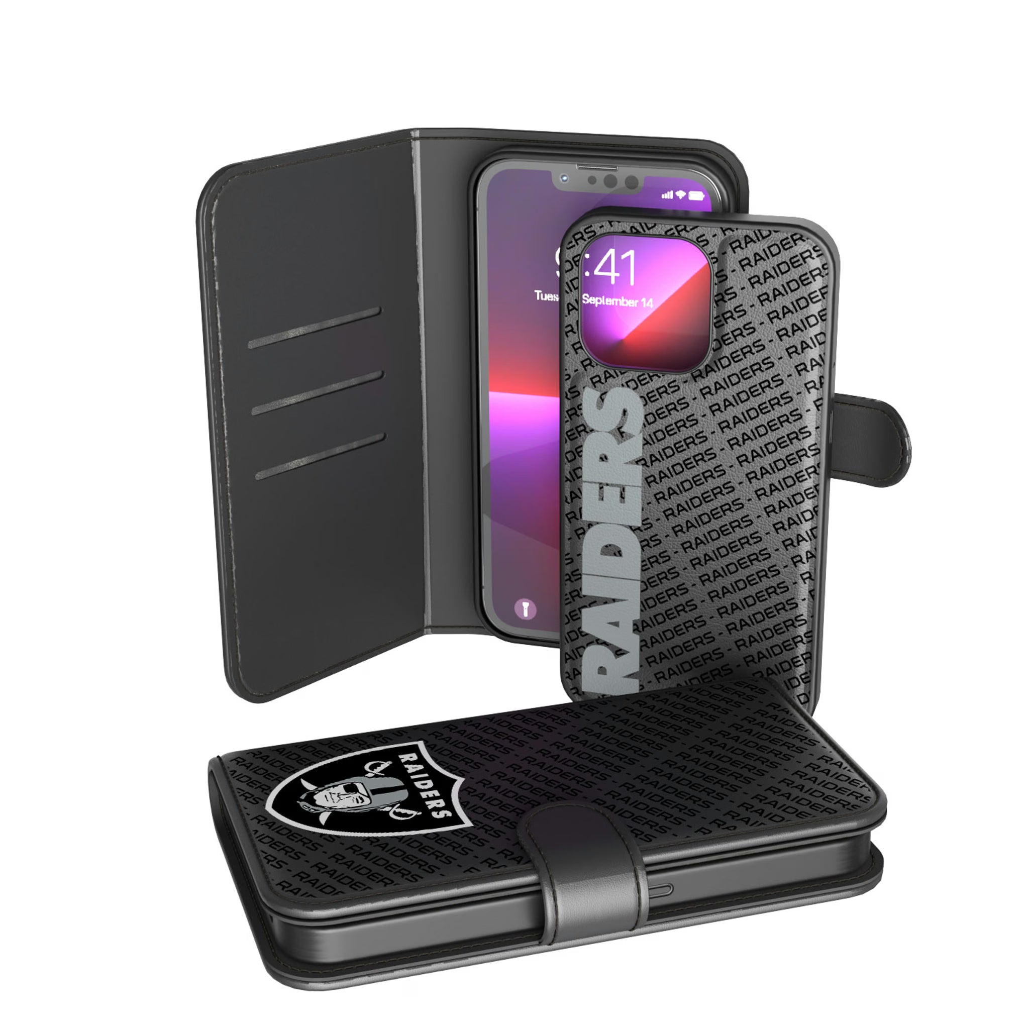 Las Vegas Raiders Monocolor Tilt iPhone Wallet Phone Case for Apple iPhone